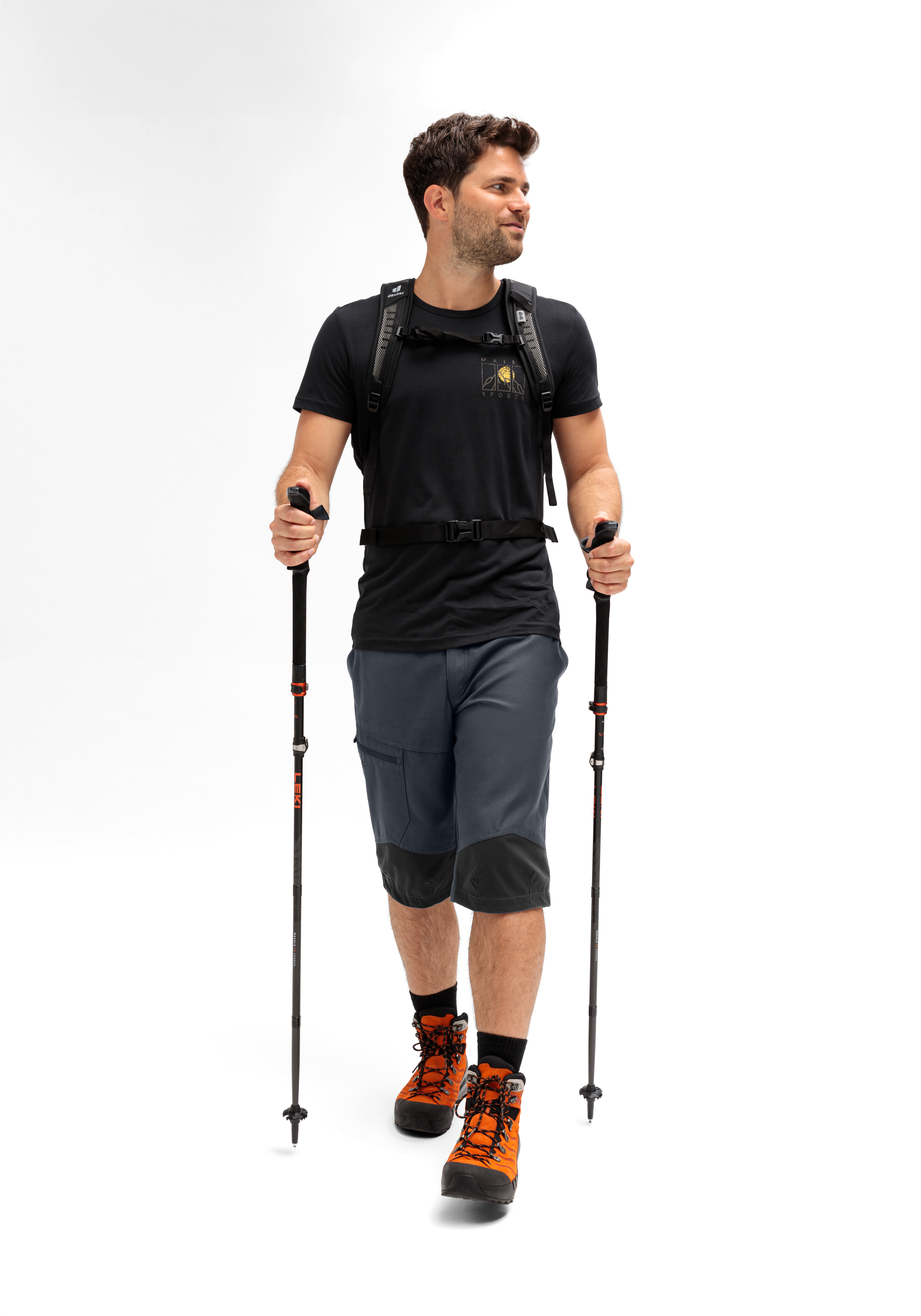 Wandern, Trekking, Hikinghose, Rucksackgürtel, Stöcke