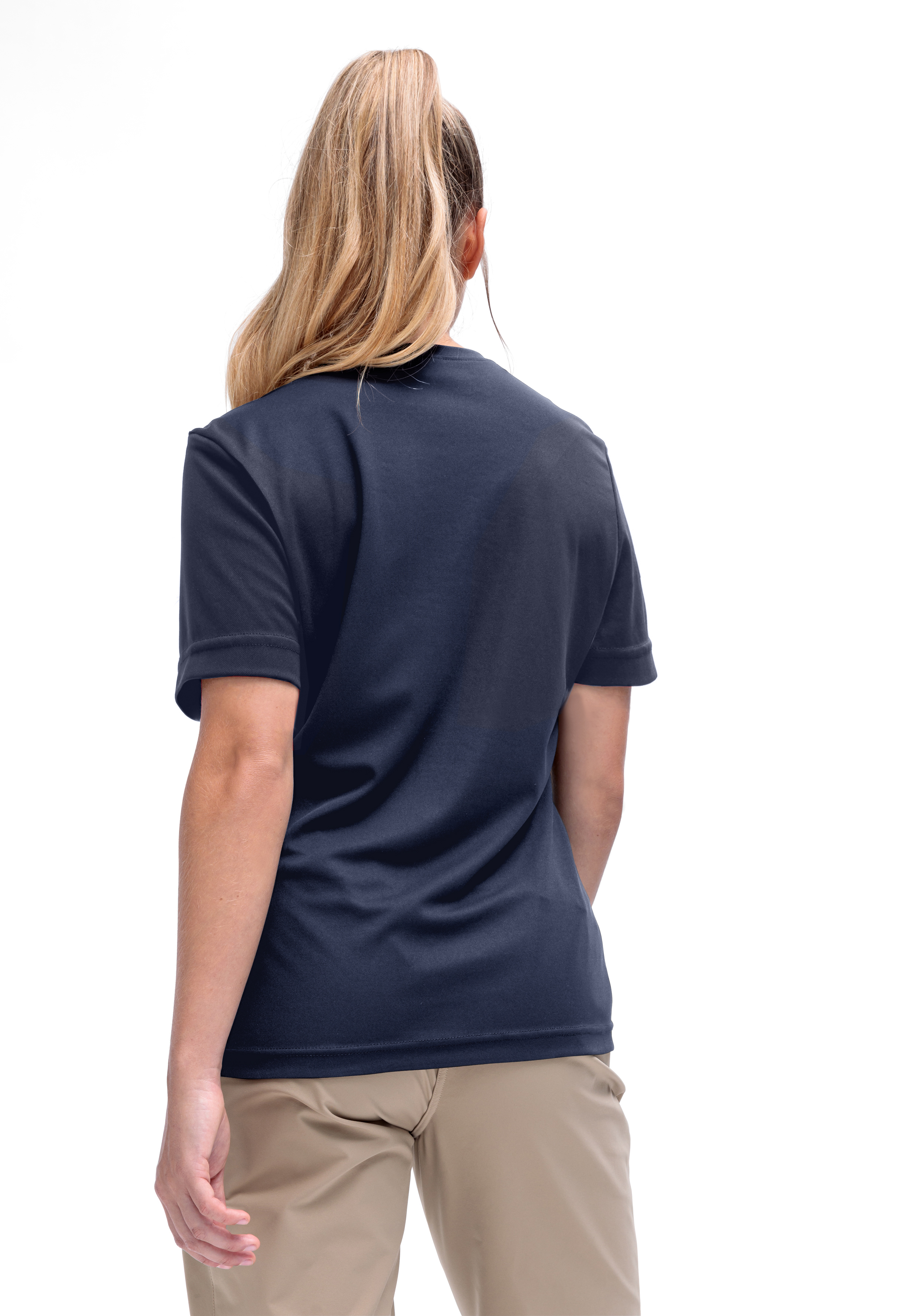 T-Shirt, Kurzarm, Navy, Einfaches Oberteil, Rückseite sichtbar, T-Shirt, Kurzarm, Navy, Unifarben, Baumwolle?