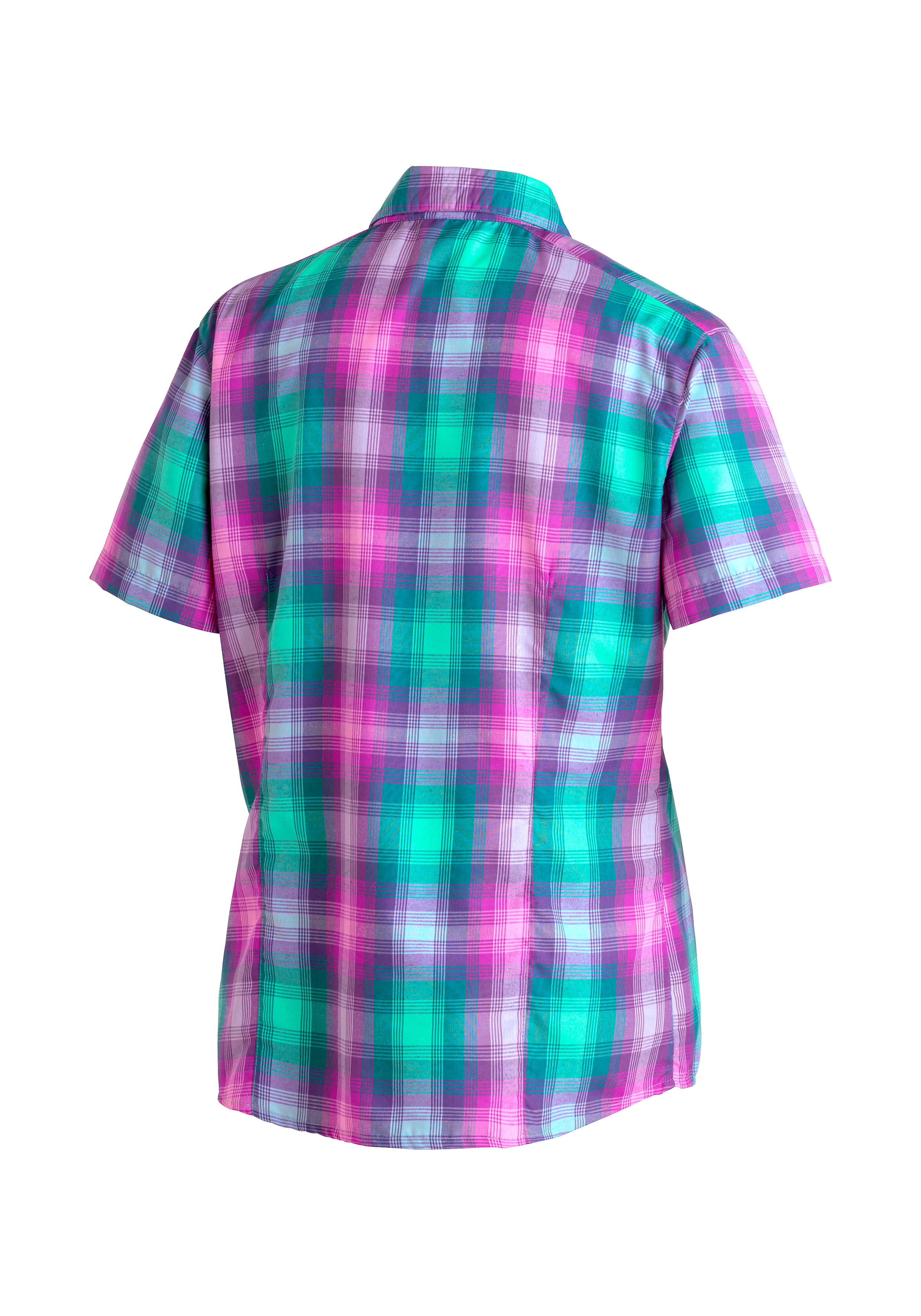 Hemd, Karo, Kurzarm, Mehrfarbig, Baumwolle