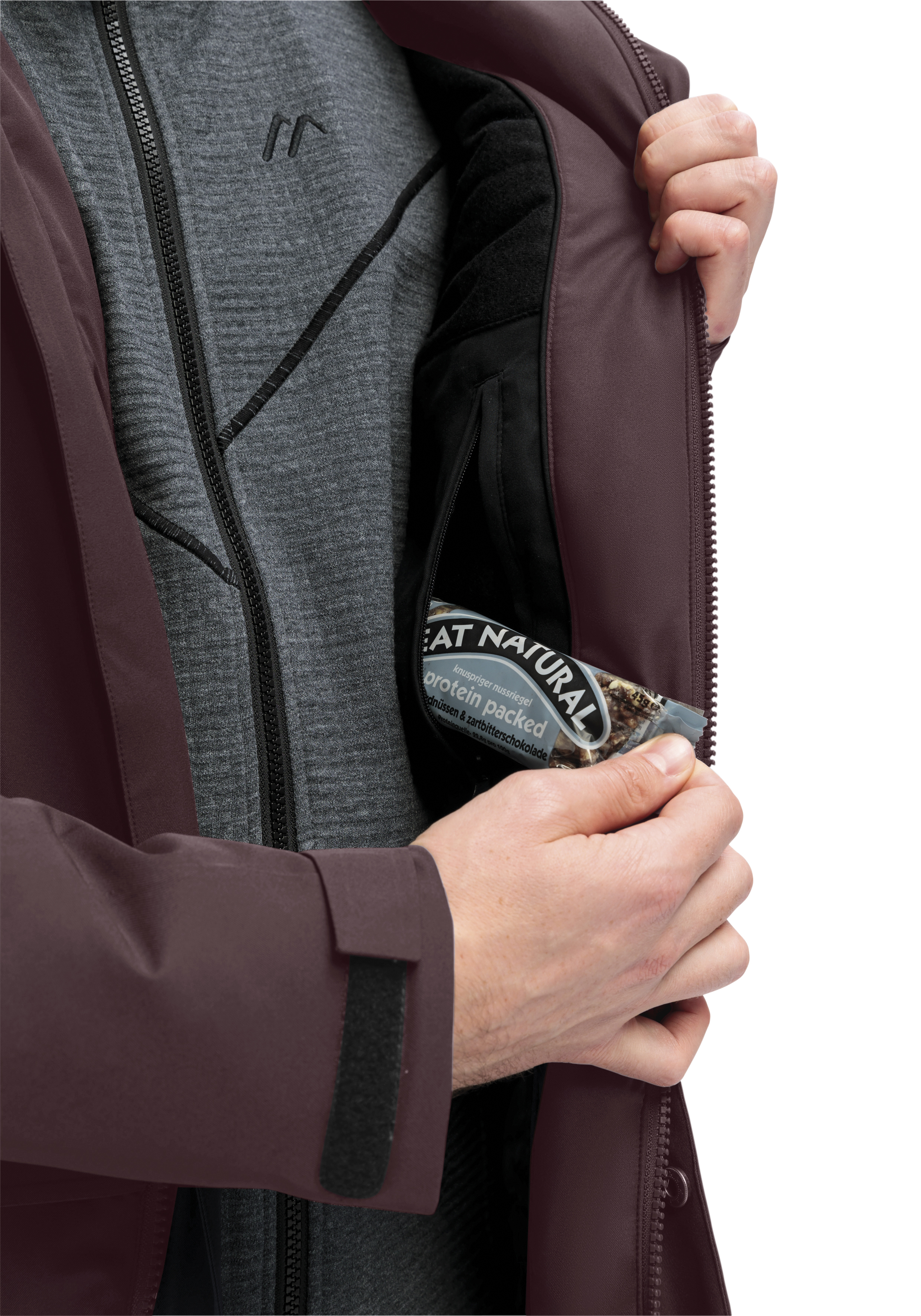 jacke, verschluss, reissverschluss, tasche, schokolade