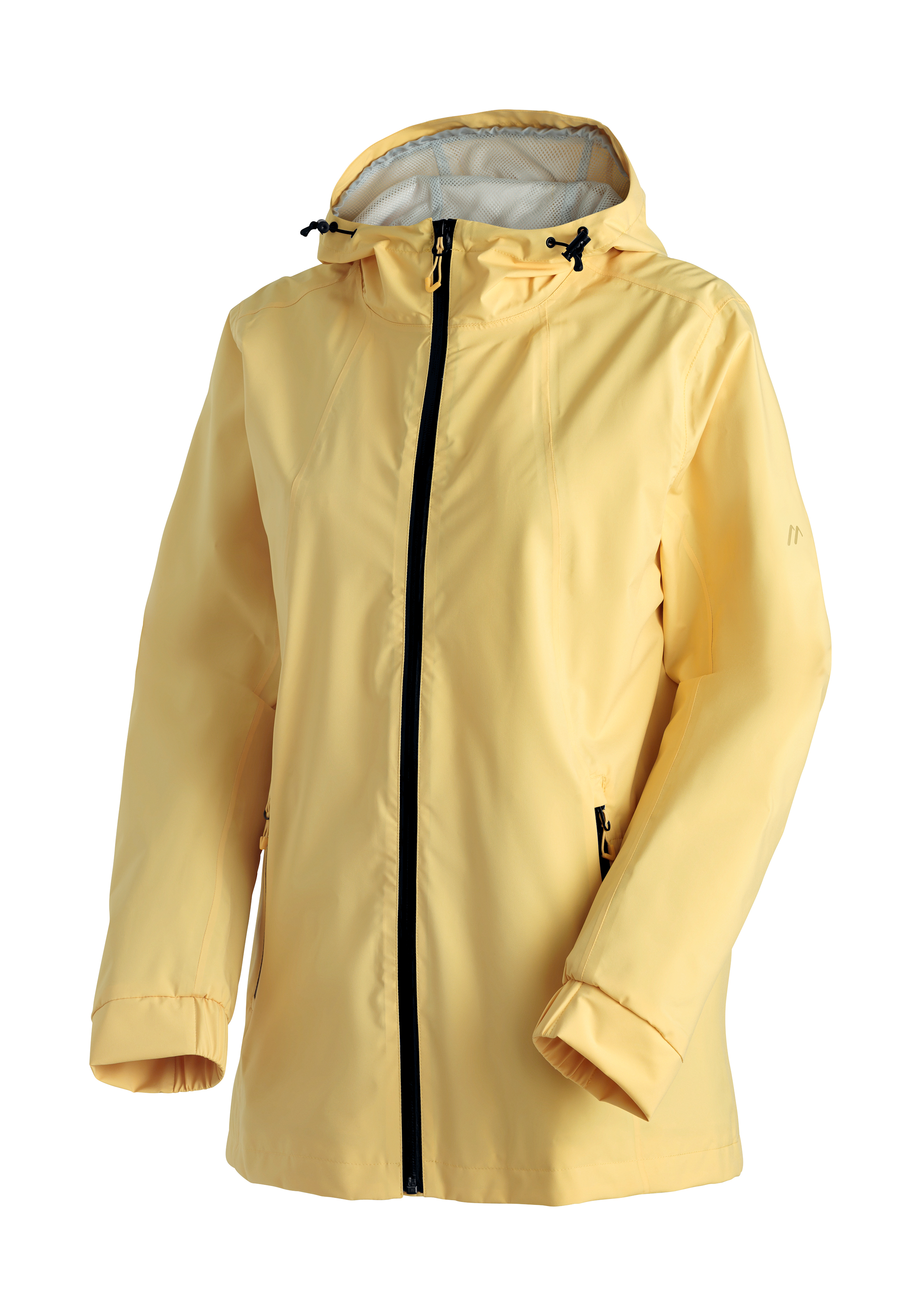Regenjacke, Hardshell, Gelb, Kapuze, Reißverschluss}})**}{