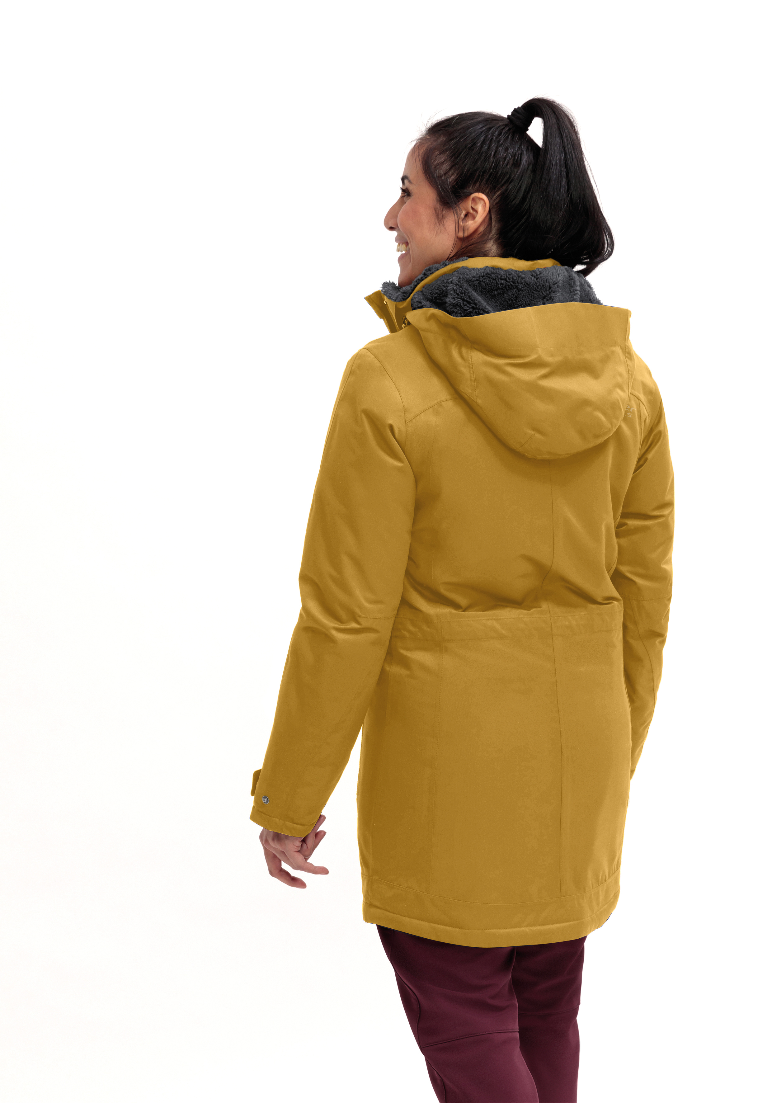 LISA 2.1 Bekleidung, Mantel, Jacke, Person, Bekleidung, Mantel, Jacke, Person, Gesicht, Mantel, Winterjacke, Hoodie Kapuze, senfgelb, Fleecefutter