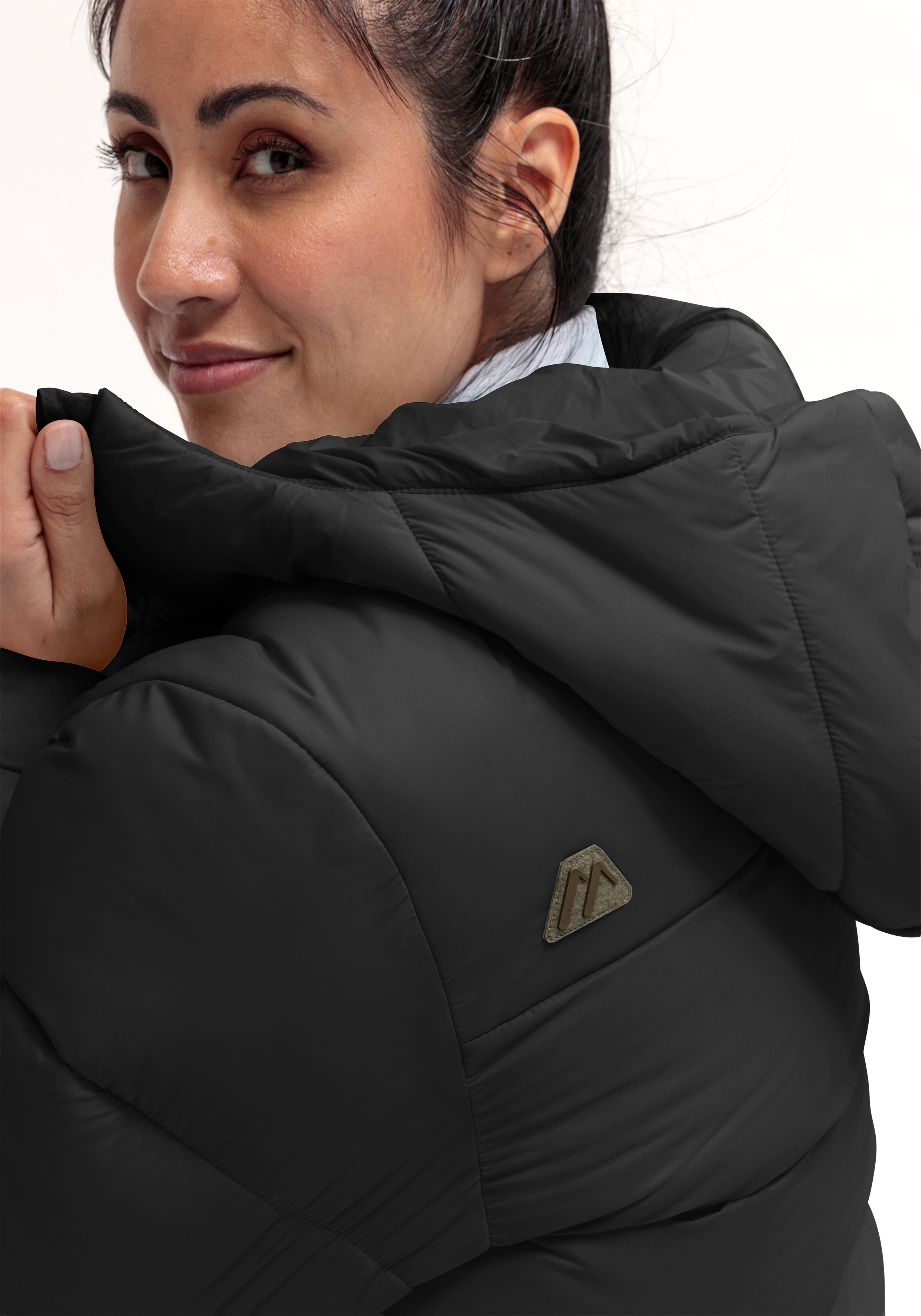 Heatcore Coat W Mantel, Jacke, Erwachsener, Person, Frau, Pufferjacke, Kapuze, Schwarz, Wärme, Outerwear