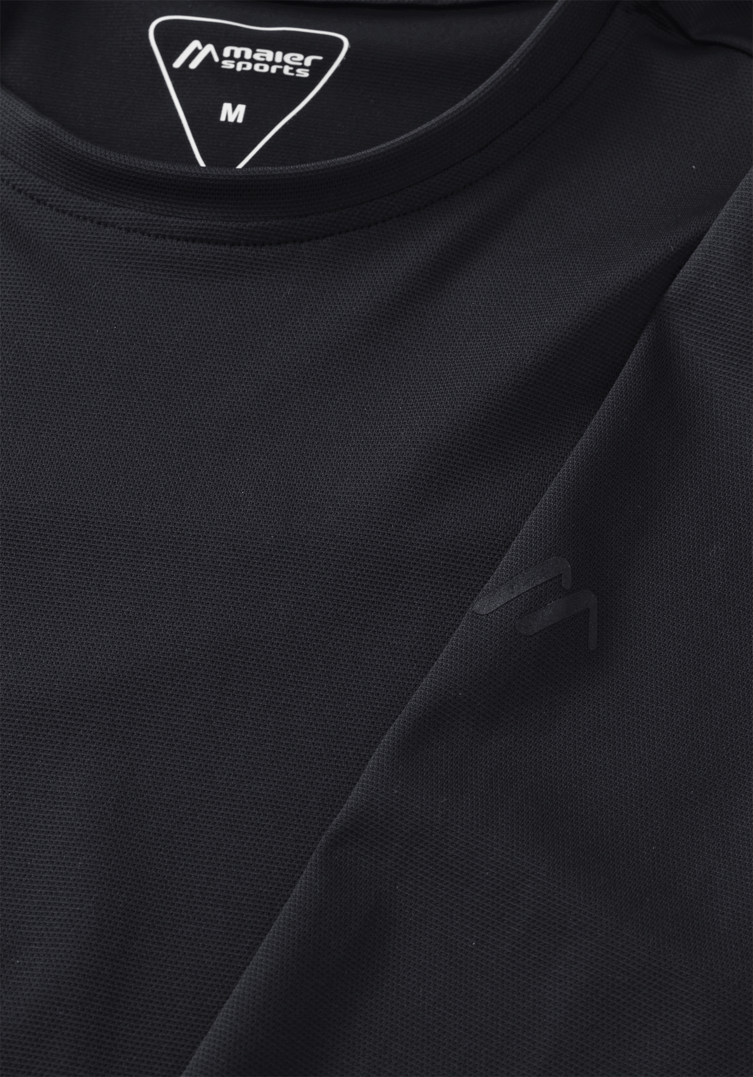 Bekleidung, Langarm, Ärmel, T-shirt, Person, Sportshirt, Mesh, Schwarz, Runder Hals, Logo