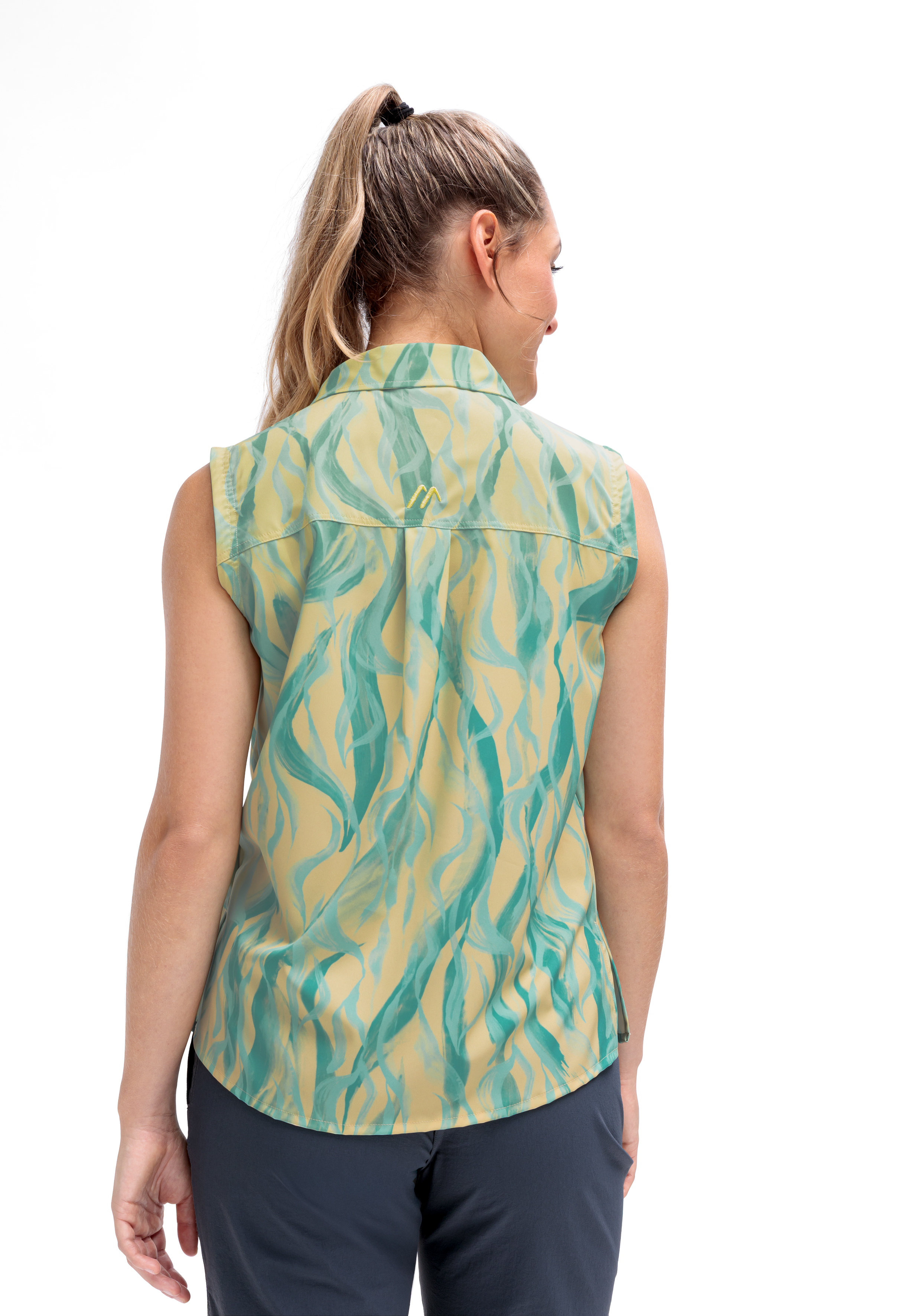 womens sleeveless top, gedruckte Bluse, strapless? actually sleeveless top, türkis Muster, Sommeroberteil