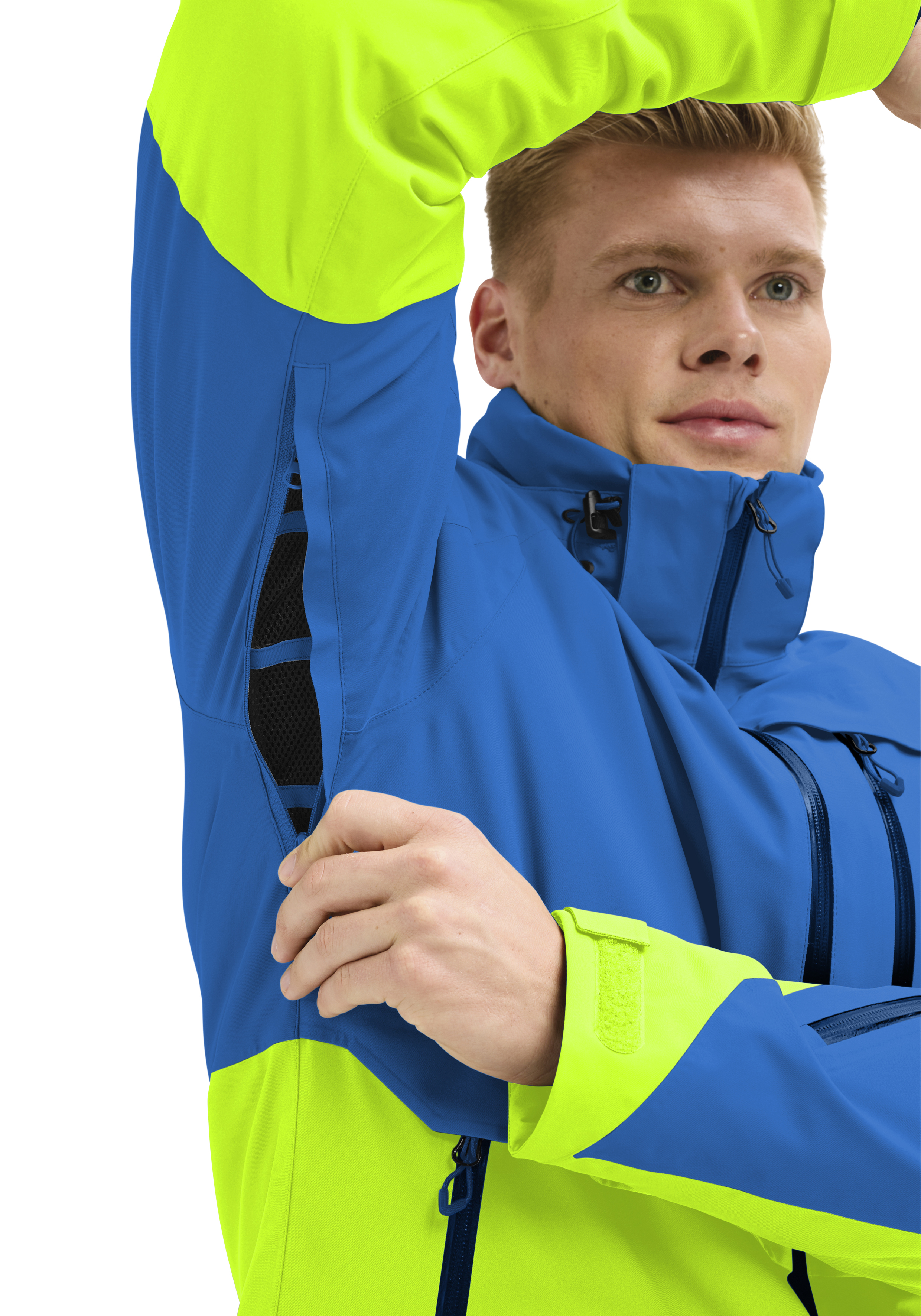 Lipno jacke, softshell, neon, blau, seitentasche