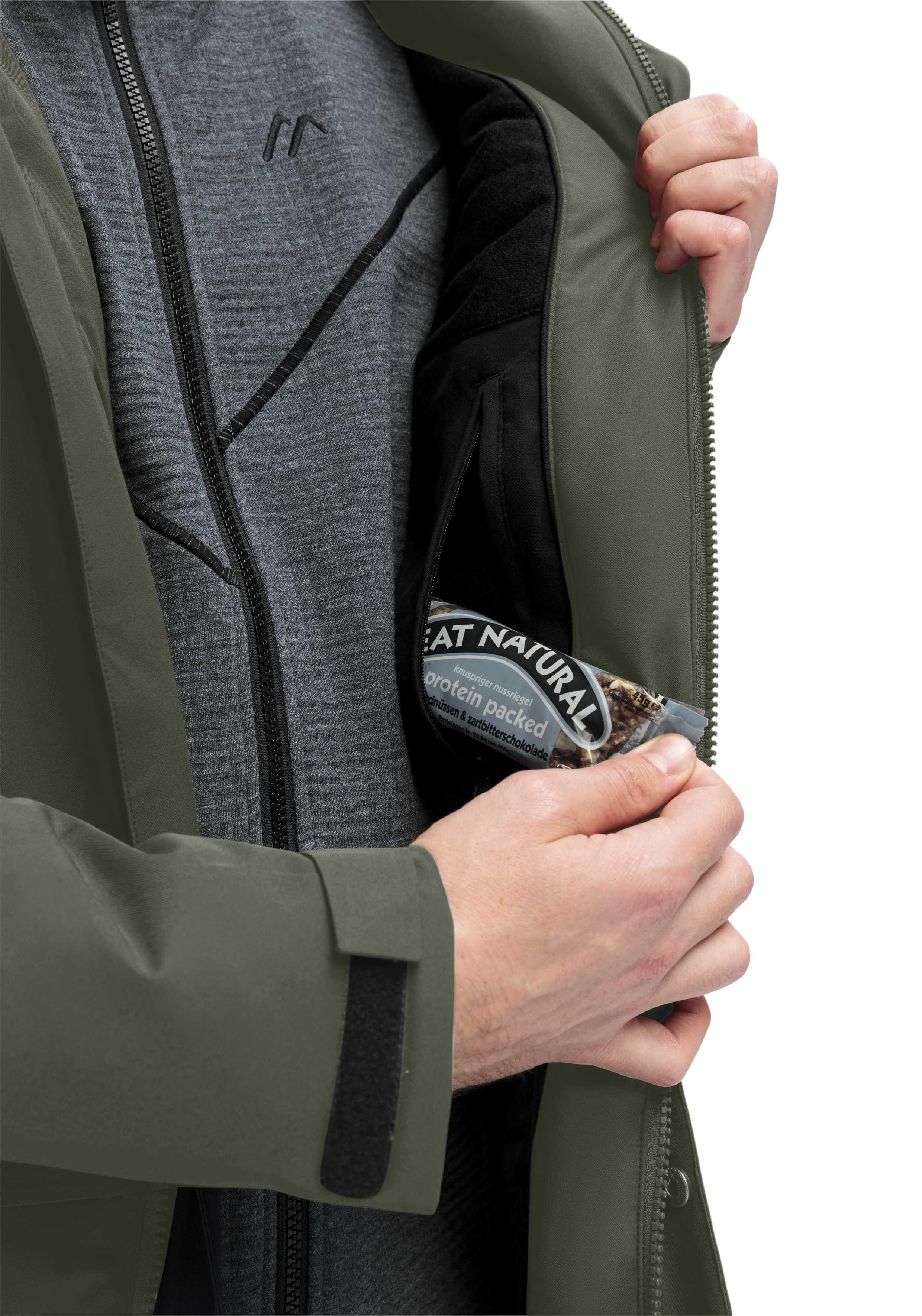 Peyor long jacke, regenjacke, mittelgrau, reissverschluss, unspecified-pocket