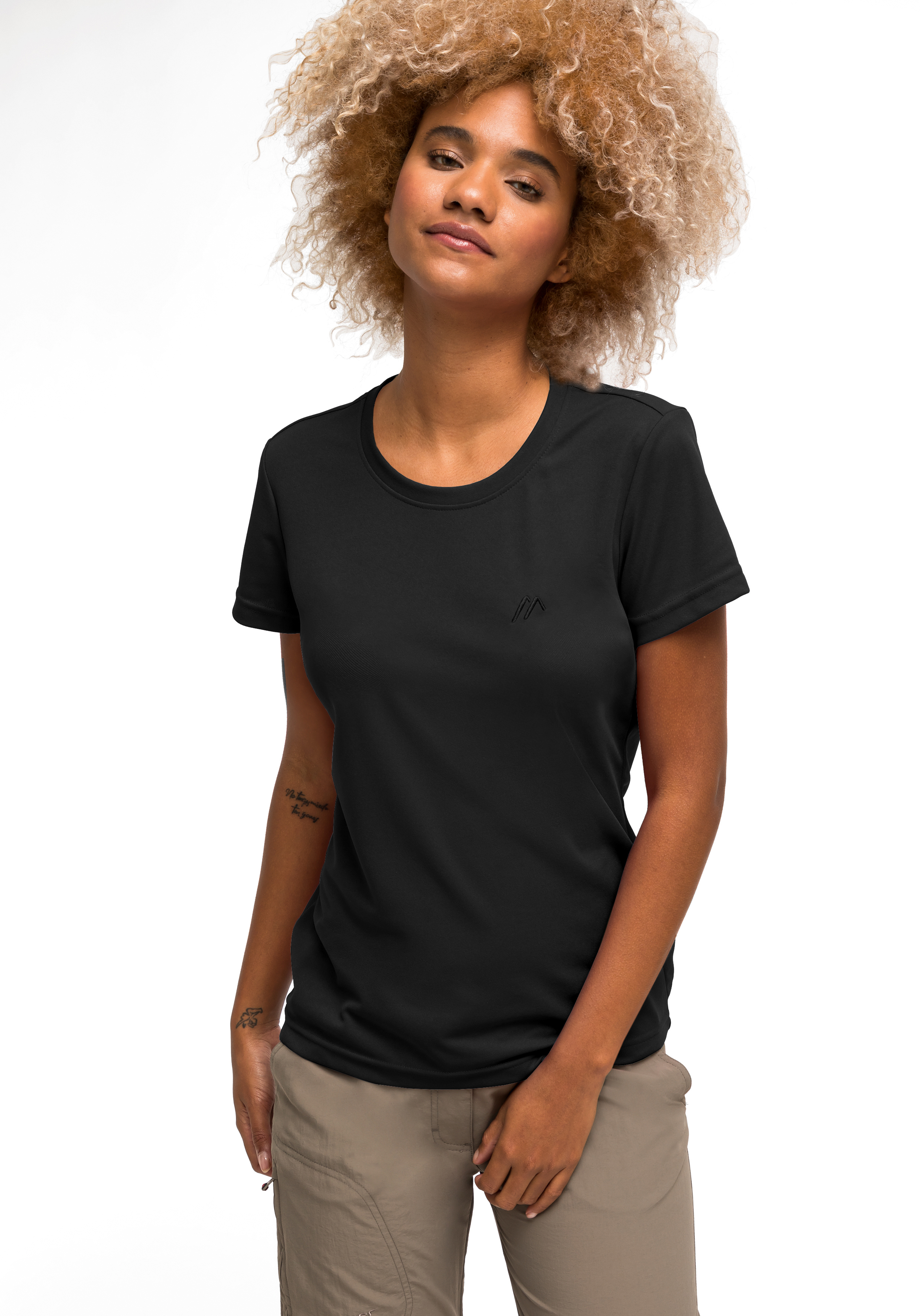 T-Shirt, Kurzarm, Schwarz, Rundhalsausschnitt, Unifarben, T-Shirt, Kurzärmlig, Schwarz, Runder Halsausschnitt, Plain Shirt