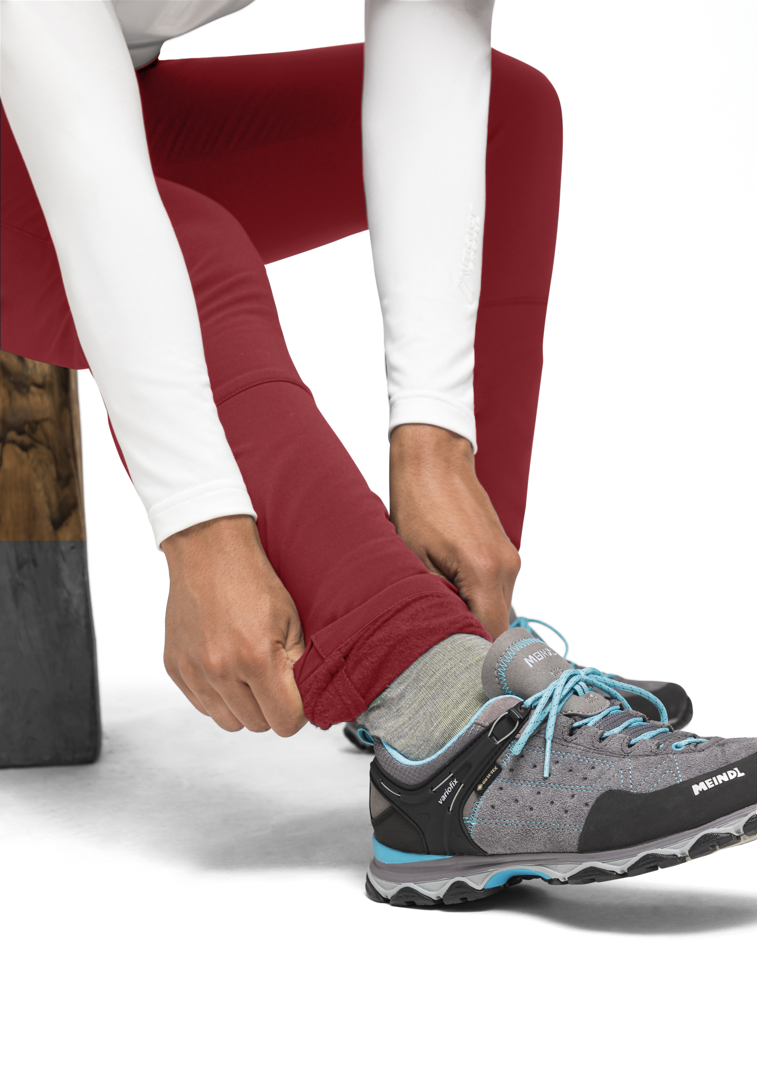 leggings, athletic, rot, grauesSneaker, Schnürsenkel