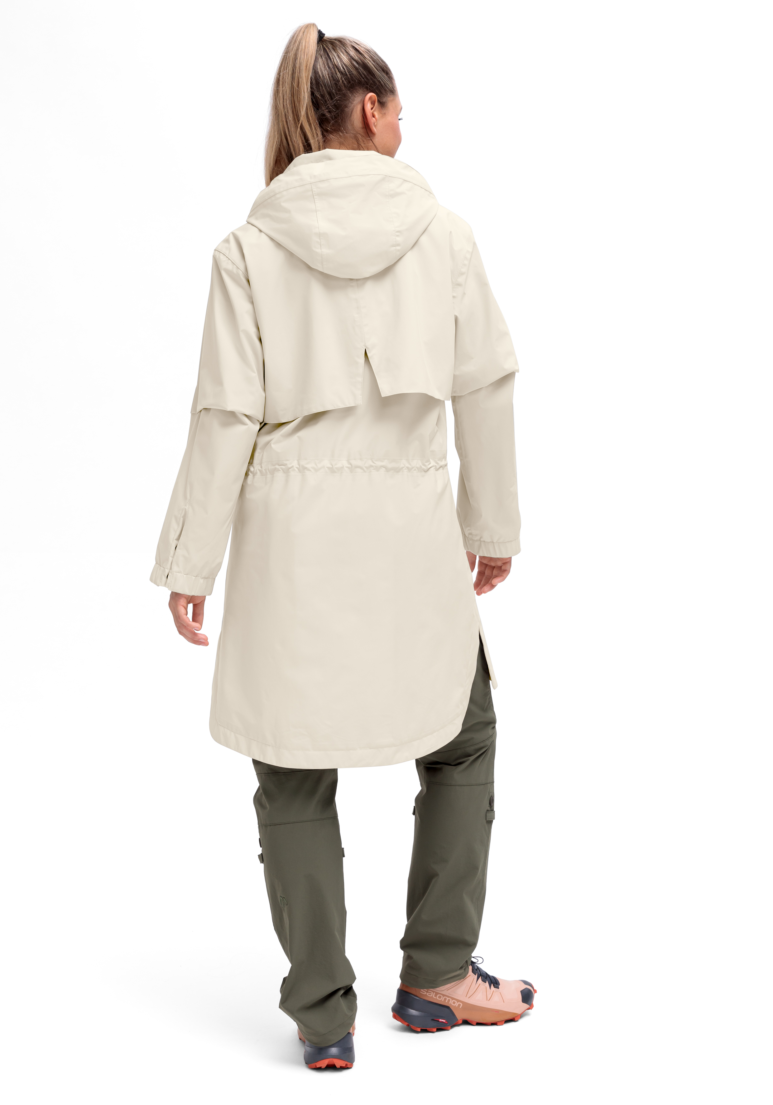 anorak, trench, hooded, light-beige, backview