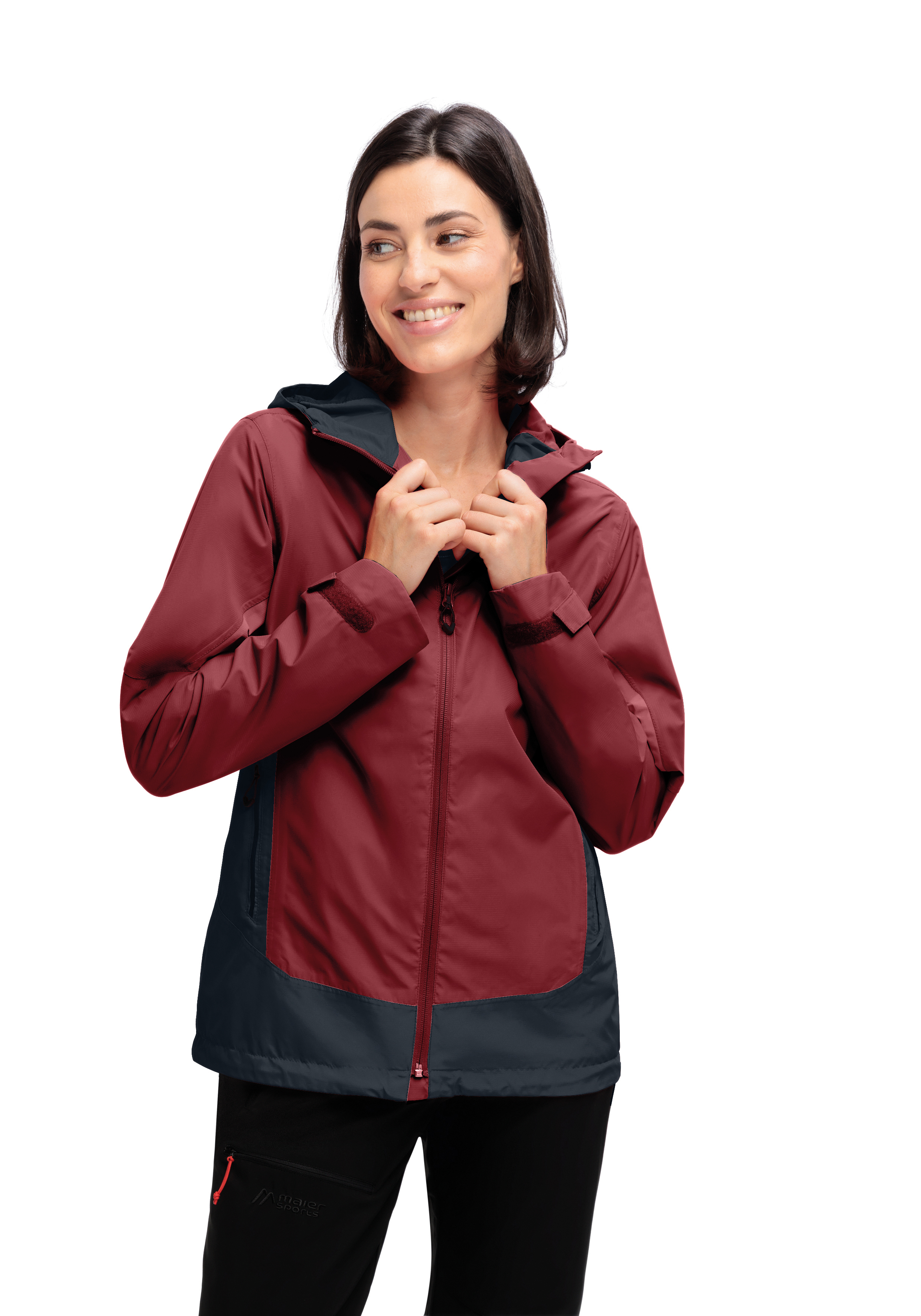 Jacke, Gore-Tex-Jacke, Bordeaux, Zweifarbige Jacke, Reißverschluss Tasche