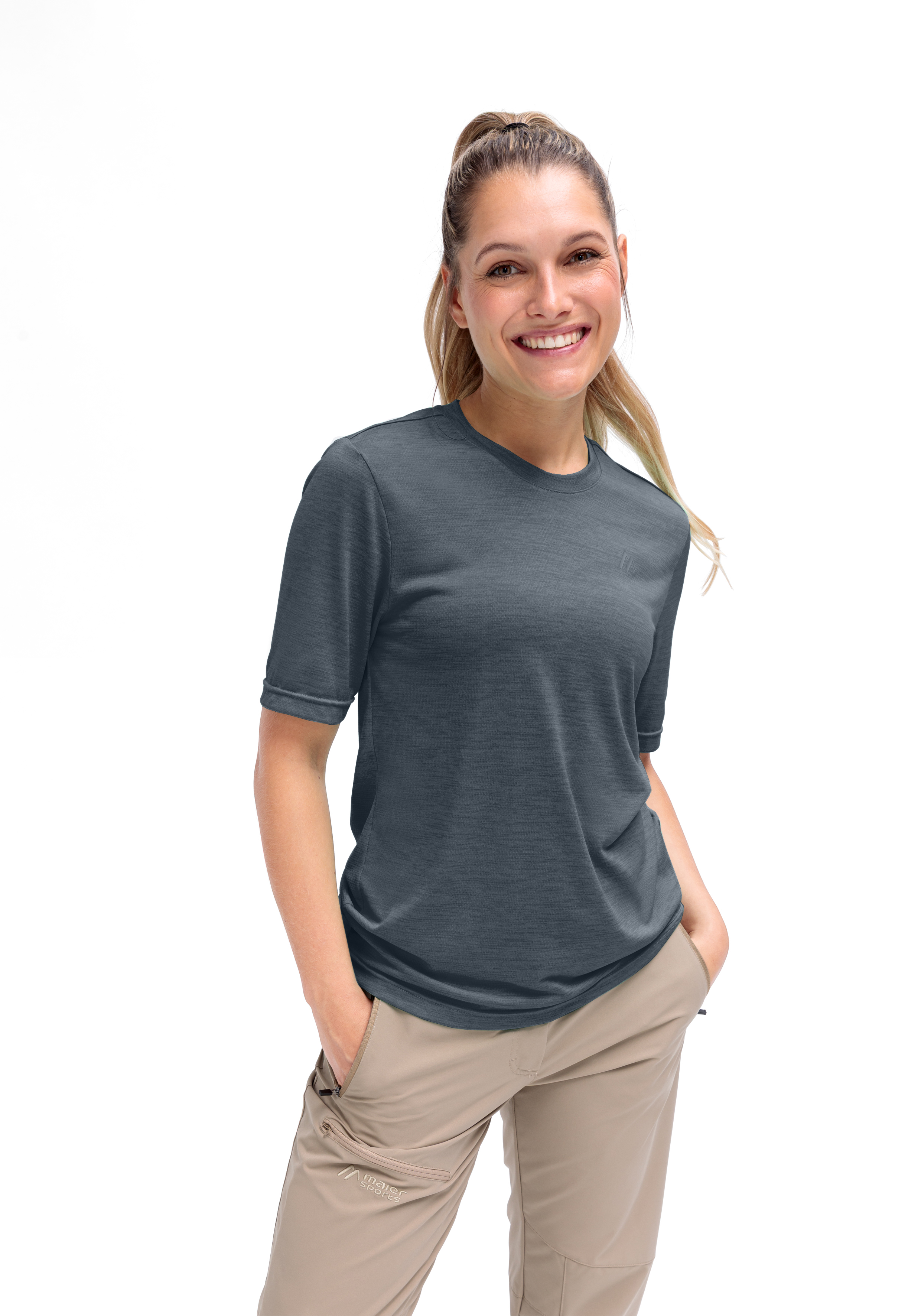 T-Shirt, Kurzarm, Dunkelgrau, Rundhals, Casual