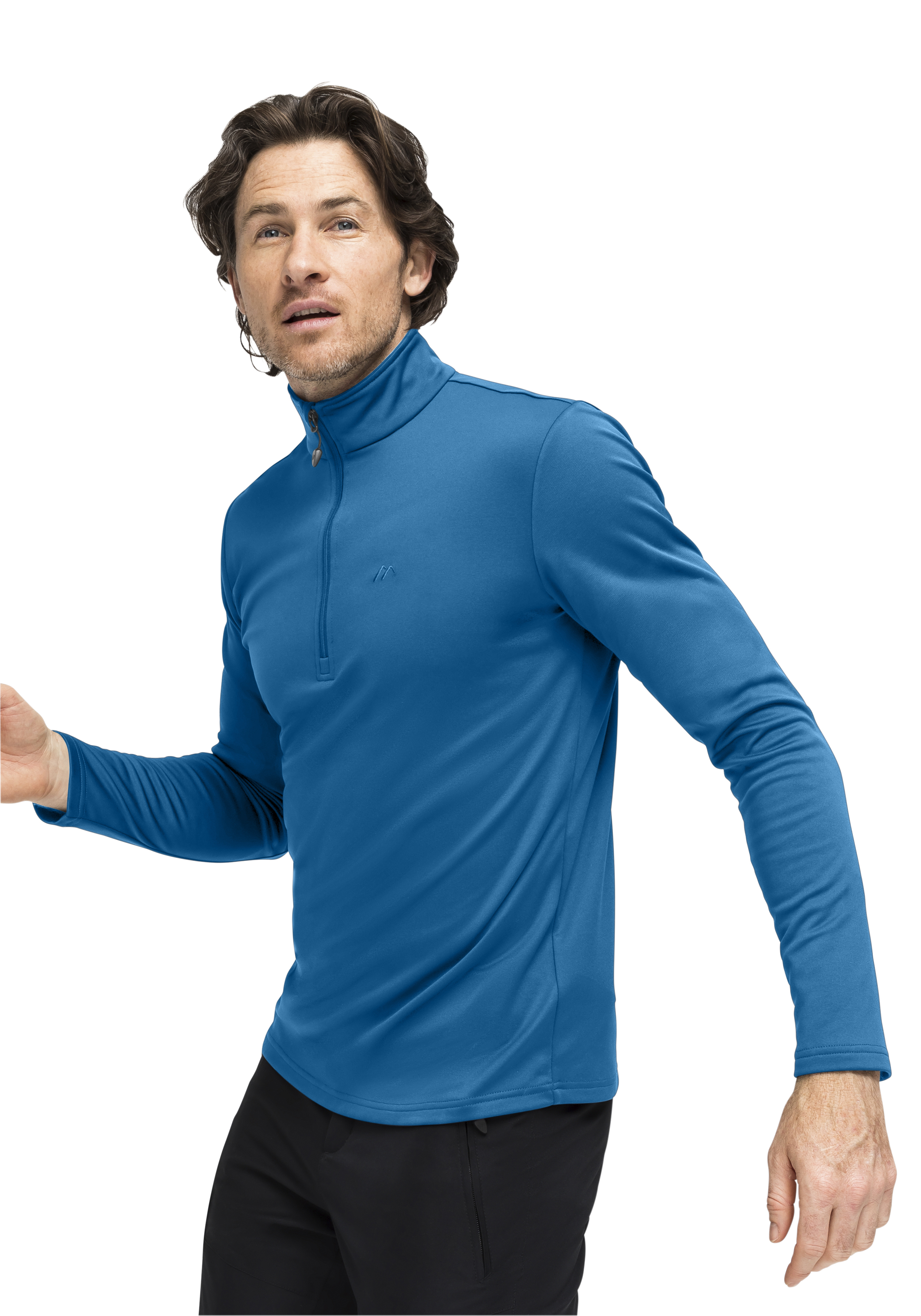 Langarmshirt, Reißverschluss-Pullover, Fleecepullover, Fibertight, Blau