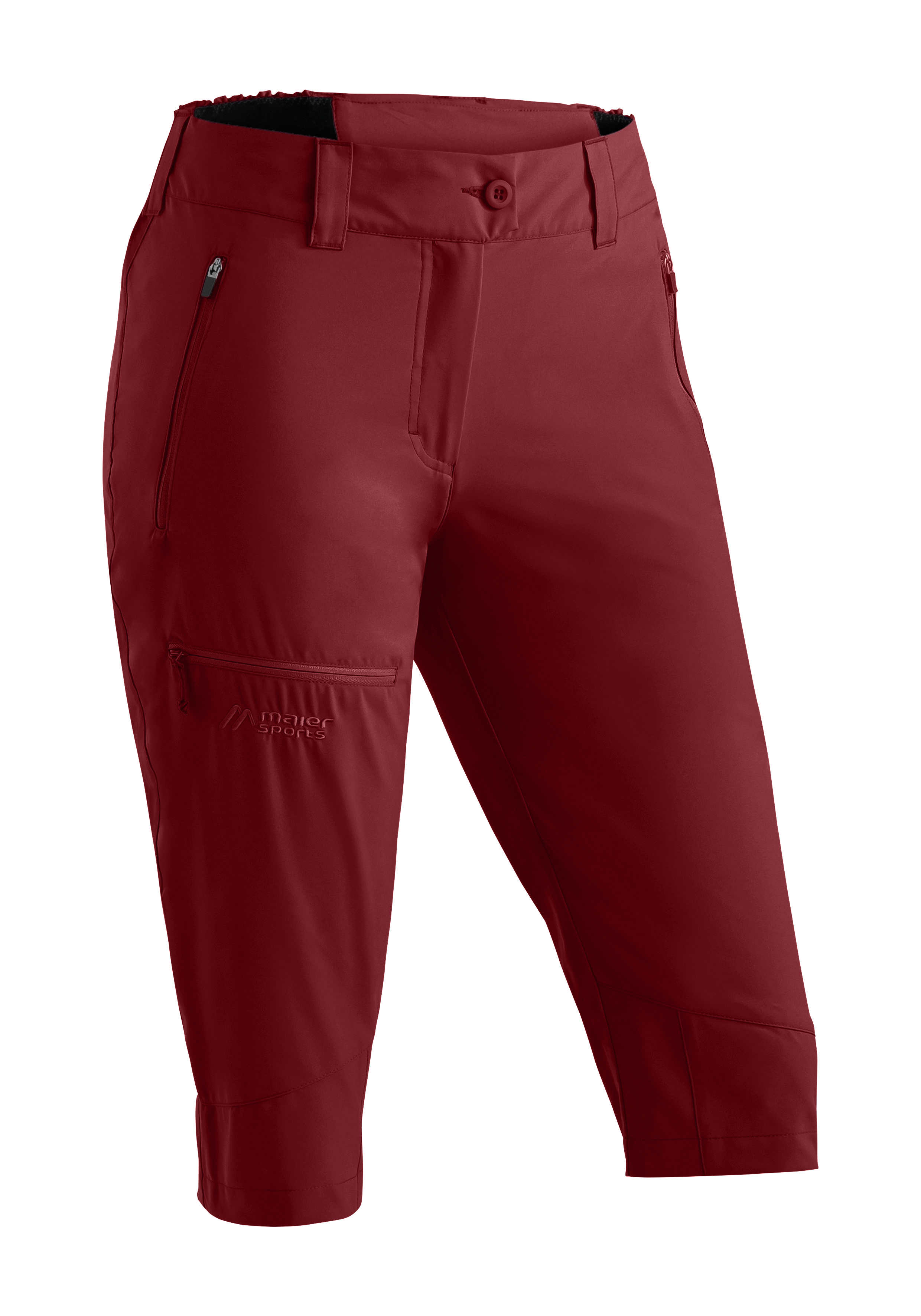 hose, kühltight, rote farbe, taschen zips, hosenlänge 3/4