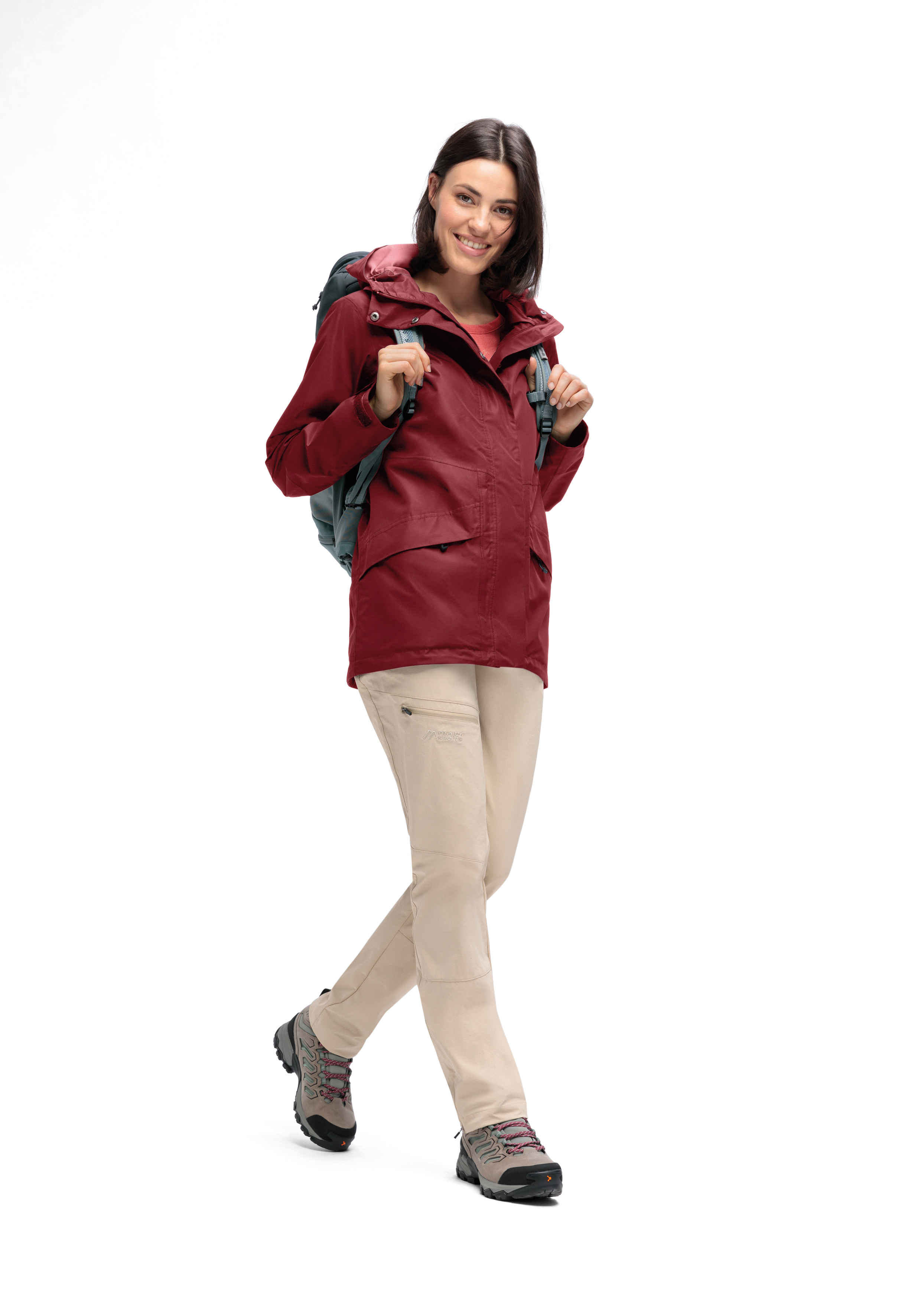 Herbstjacke, Regenjacke, Rucksack, Beige Hose, Trekkingstiefel