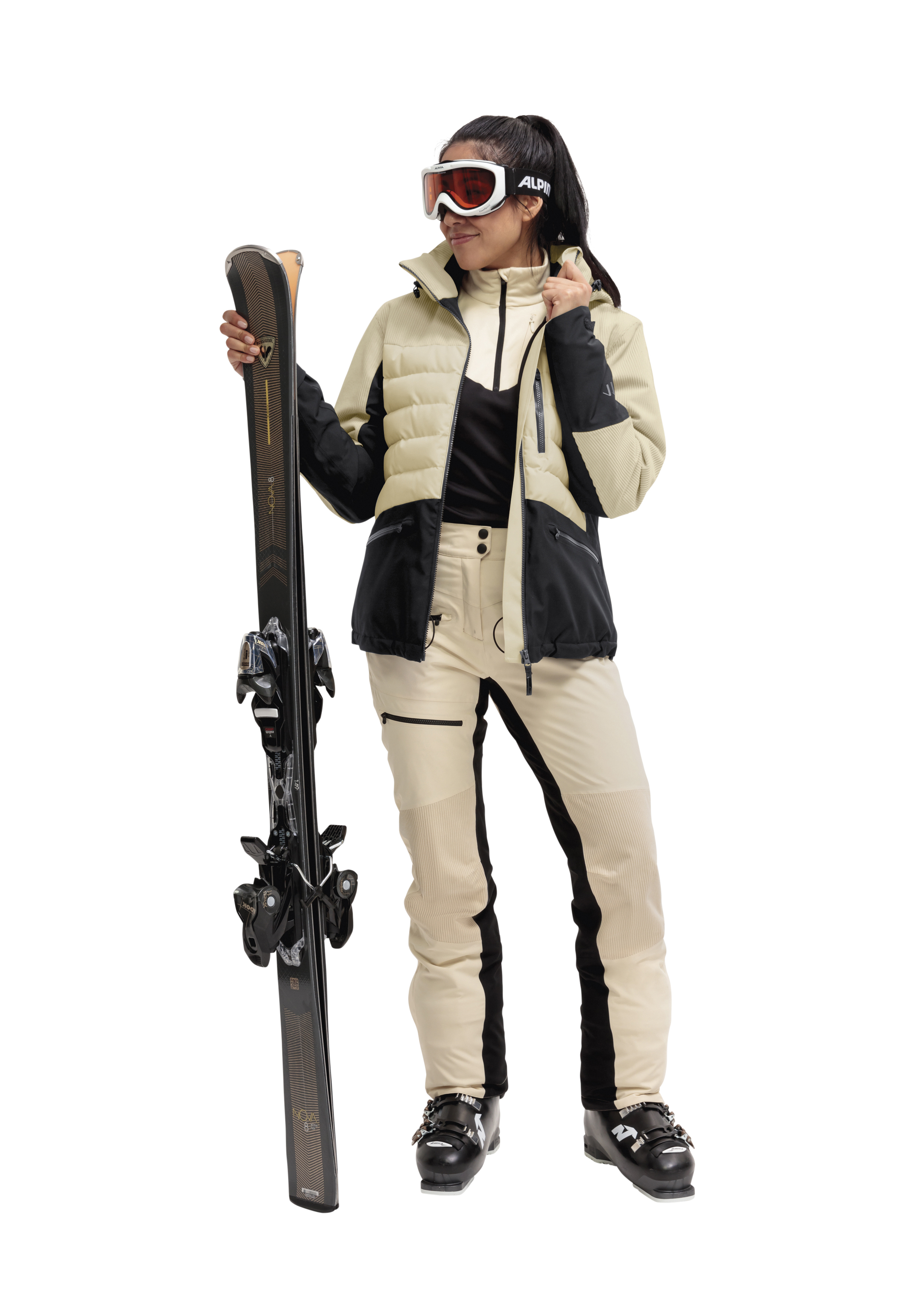 Whiteglam W Mantel, Jacke, Langarm, Mann, Person, Mantel, Jacke, Person, Schuh, Langer Ärmel, Skibekleidung, Skioutfit, Skihandschuh, Skier, Schneesport