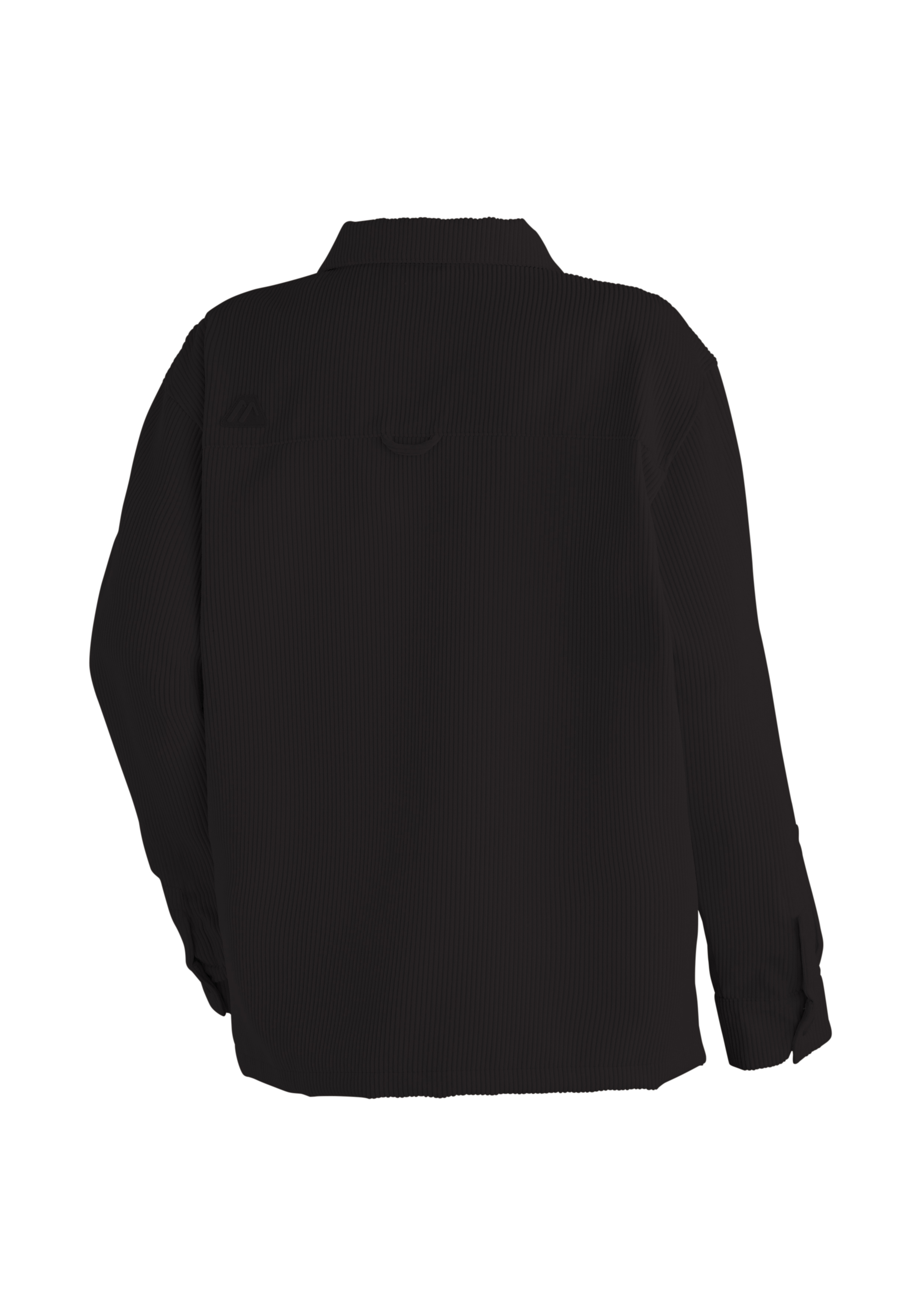 Wellcord W schwarzes hemd, langarmshirt, Rippstruktur, Kragenlos, rückseite