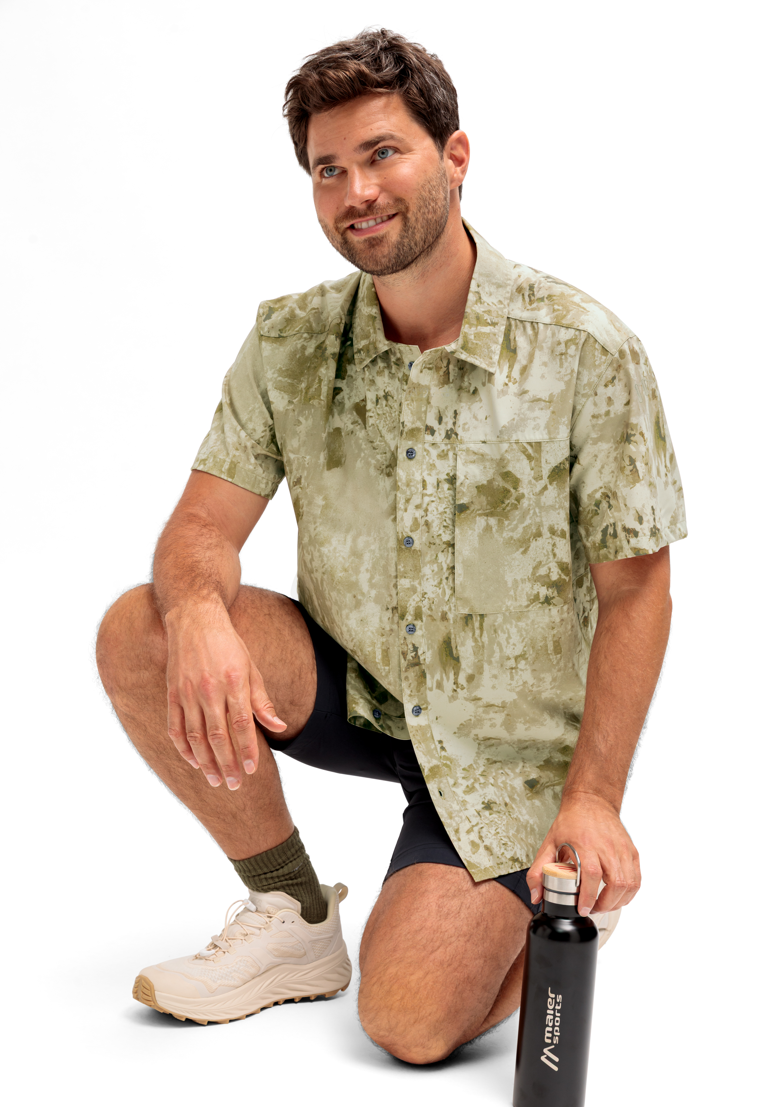 Hemd, Kurzarm, Tarnmuster, Kragen, Knöpfe