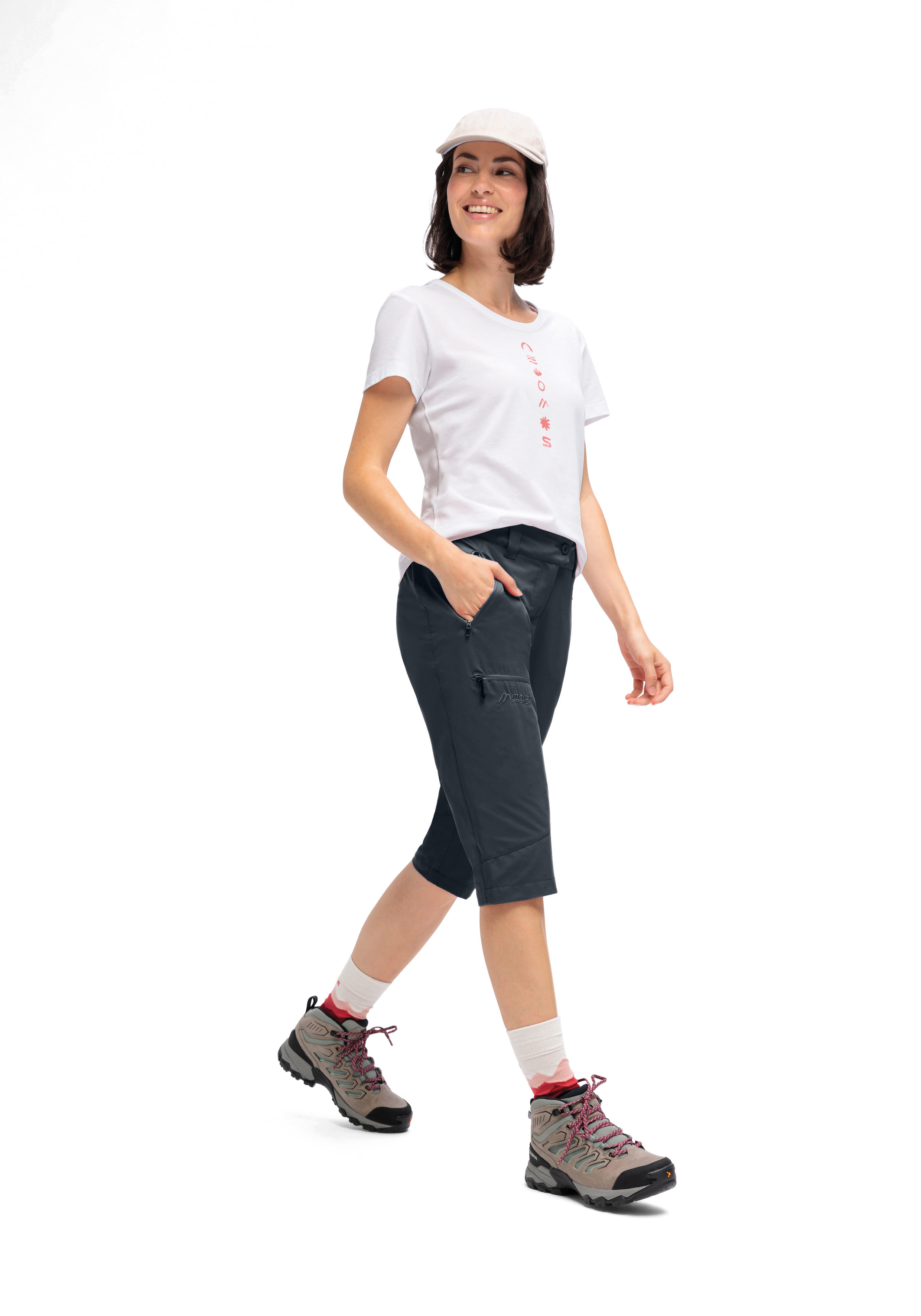 T-Shirt, Weiß, Shorts, Cargo-Hose, Mütze