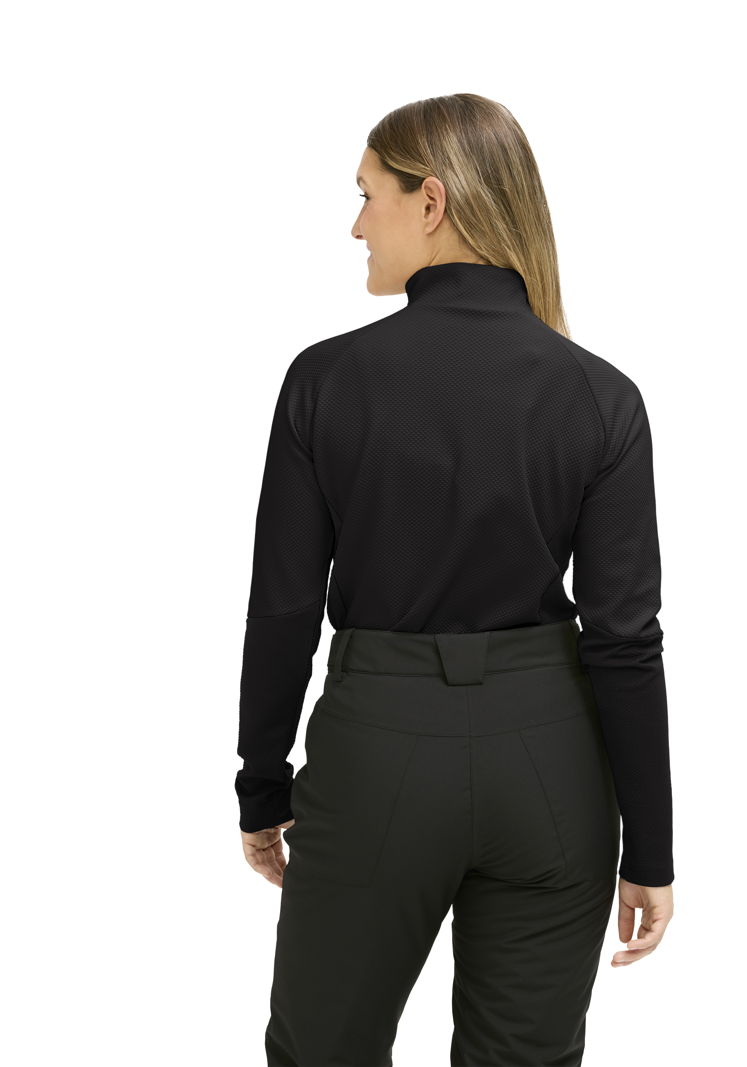 Rogla HZ W turtleneck, schwarzes oberteil, Netzgewebe, langarm, rueckansicht