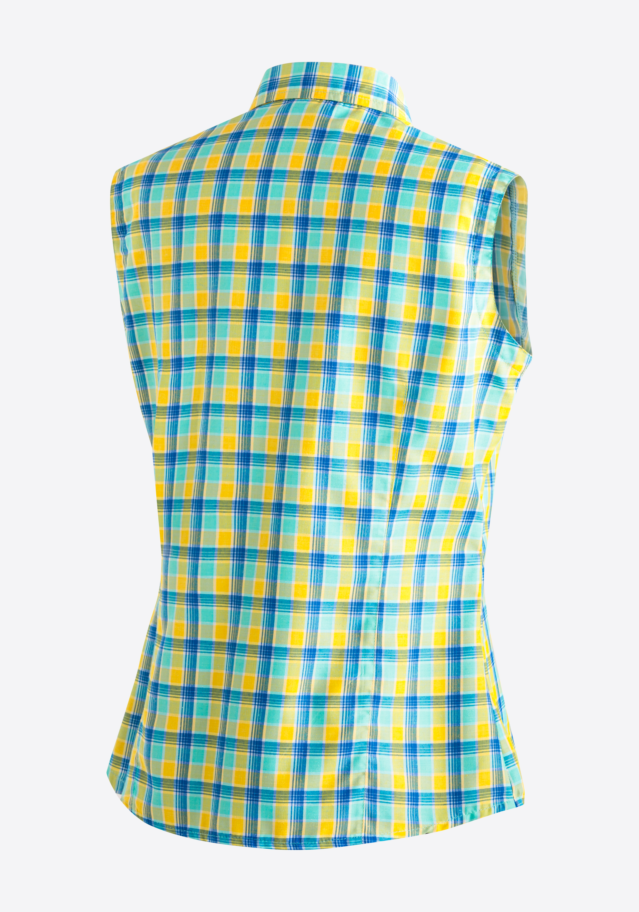 Bekleidung, Hemd, Bluse, Weste, Krawatte, Hemd, Karo, Gelb, Blau, Ärmlos