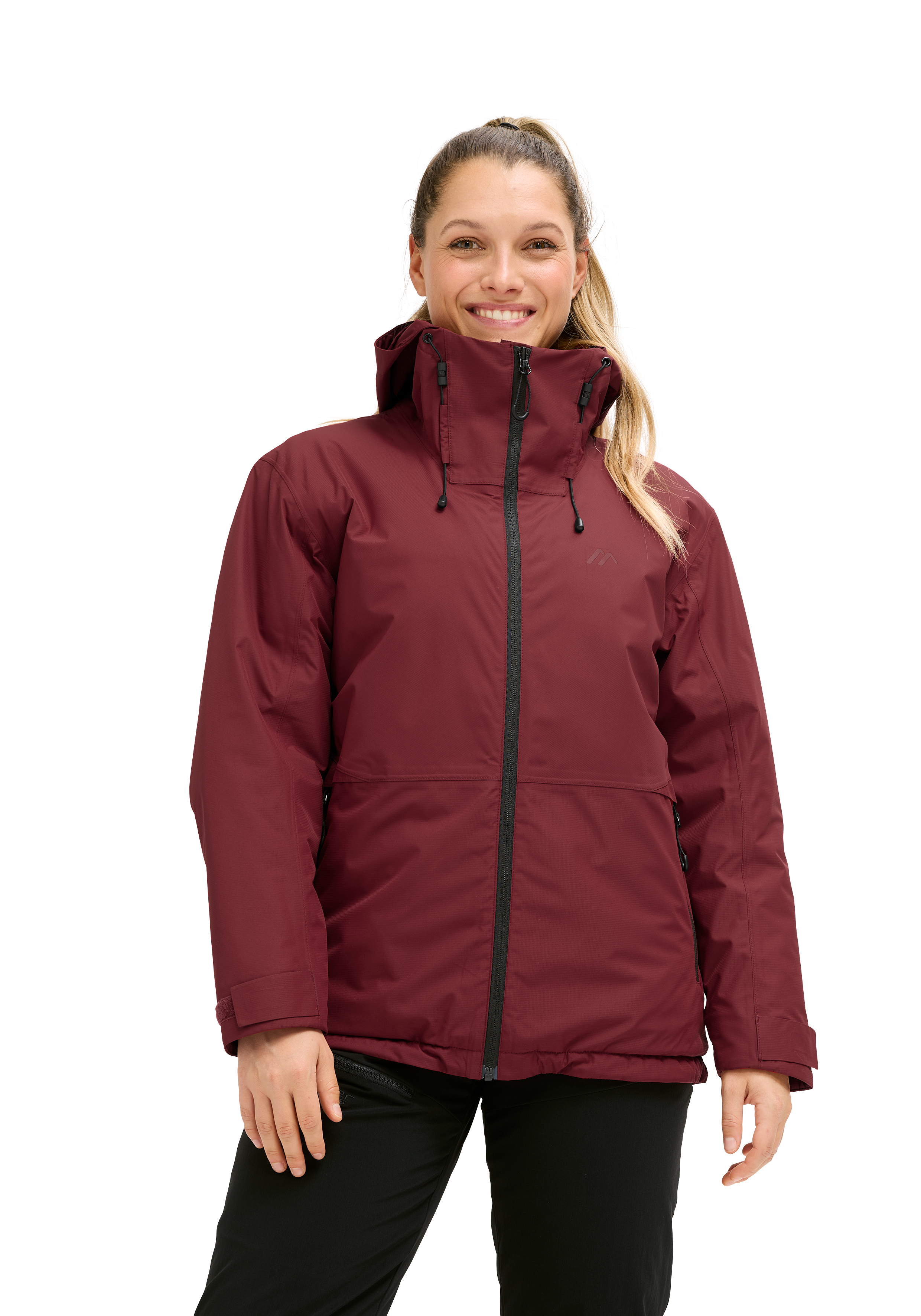 Walberla W Jacke, Wasserdicht, Burgundy, Kapuze, Reißverschluss