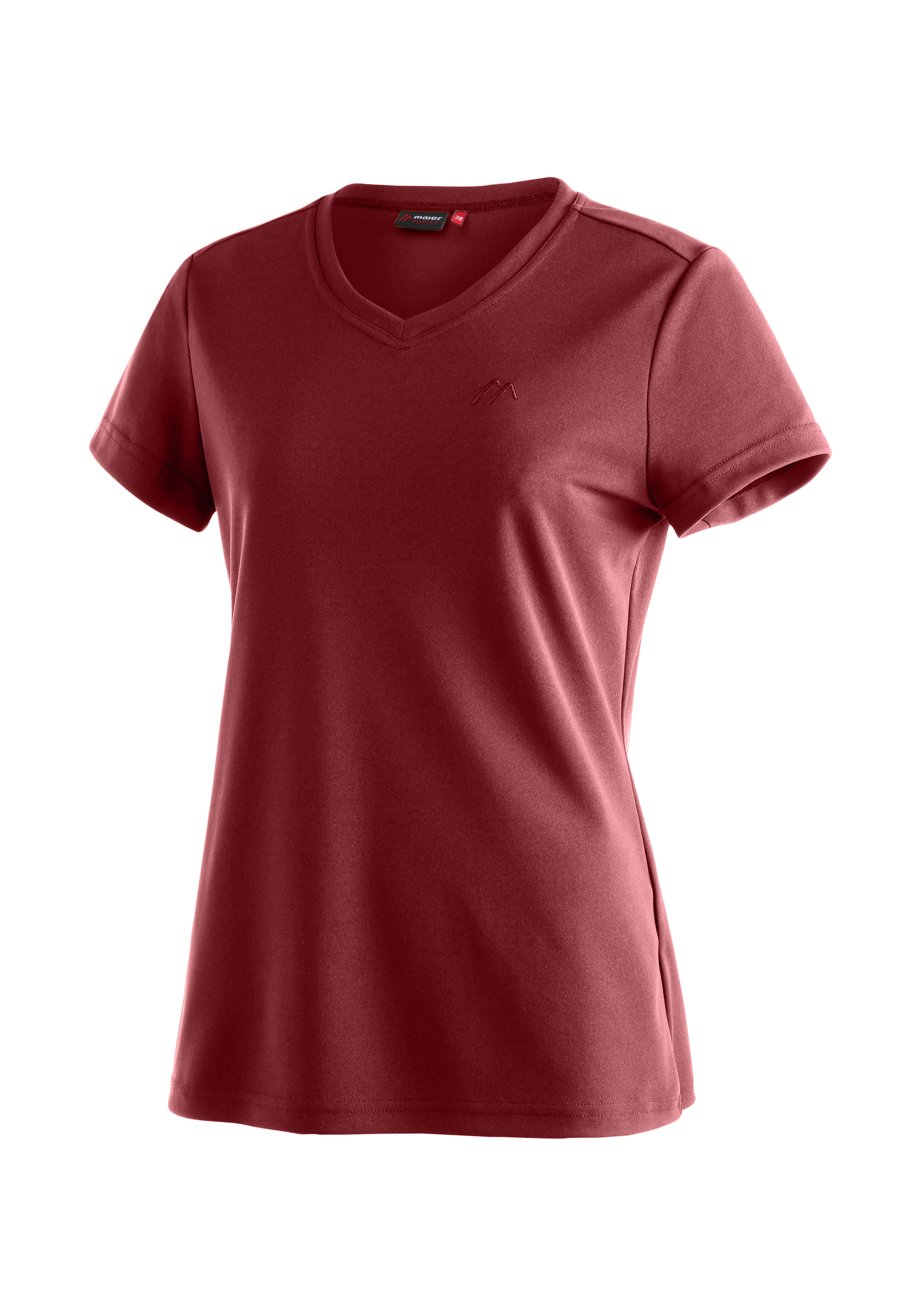 Trudy T-Shirt, V-Ausschnitt, Kurzarm, Rote Farbe, Lederfrei?