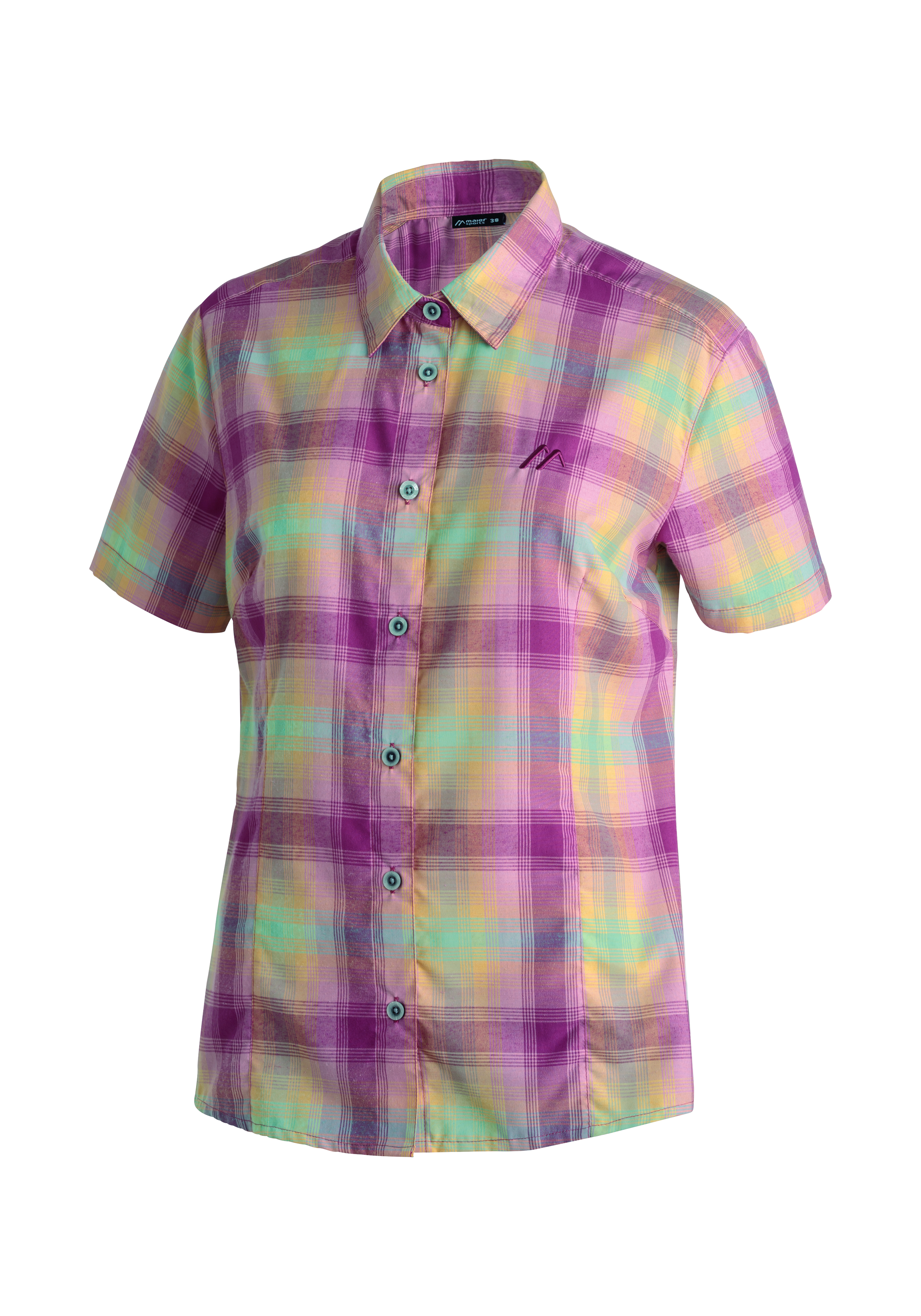 Kurzarm-Shirt, Karo Muster, Pastellfarben, Knopfleiste, Chino-Kurzarm