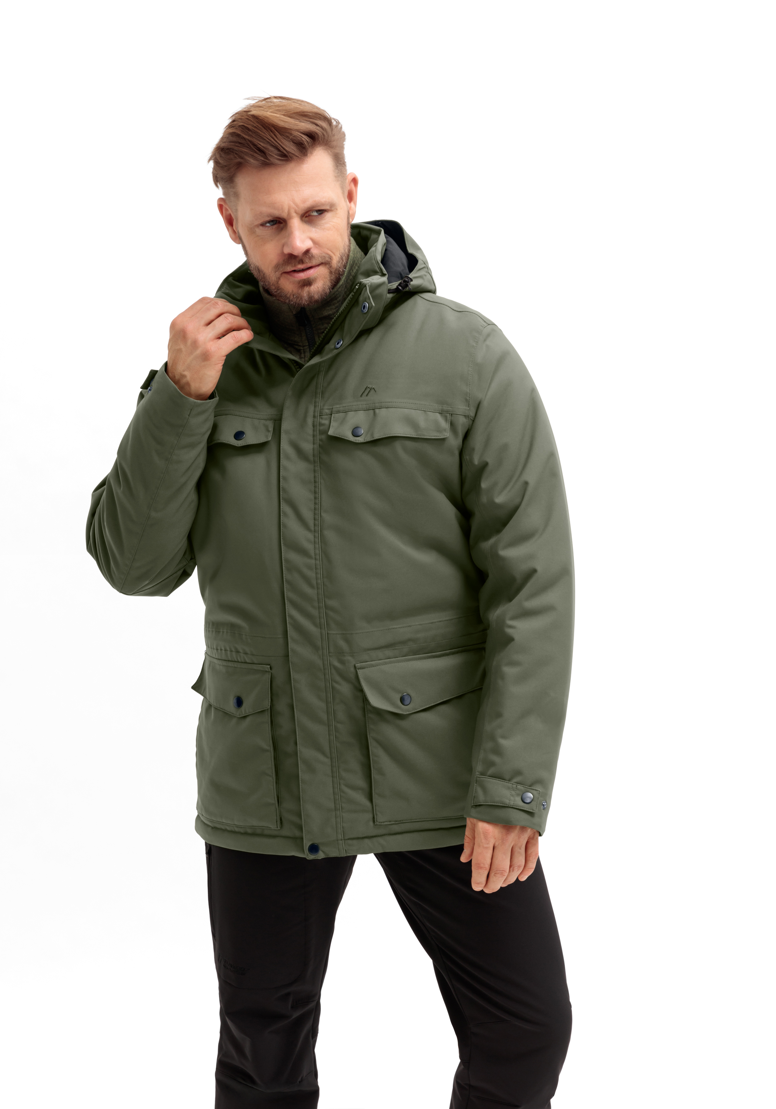 Knuth Mantel, Jacke, Erwachsener, Mann, Person, jacke, militärgrün, winterjacke, fronttaschen, kapuze