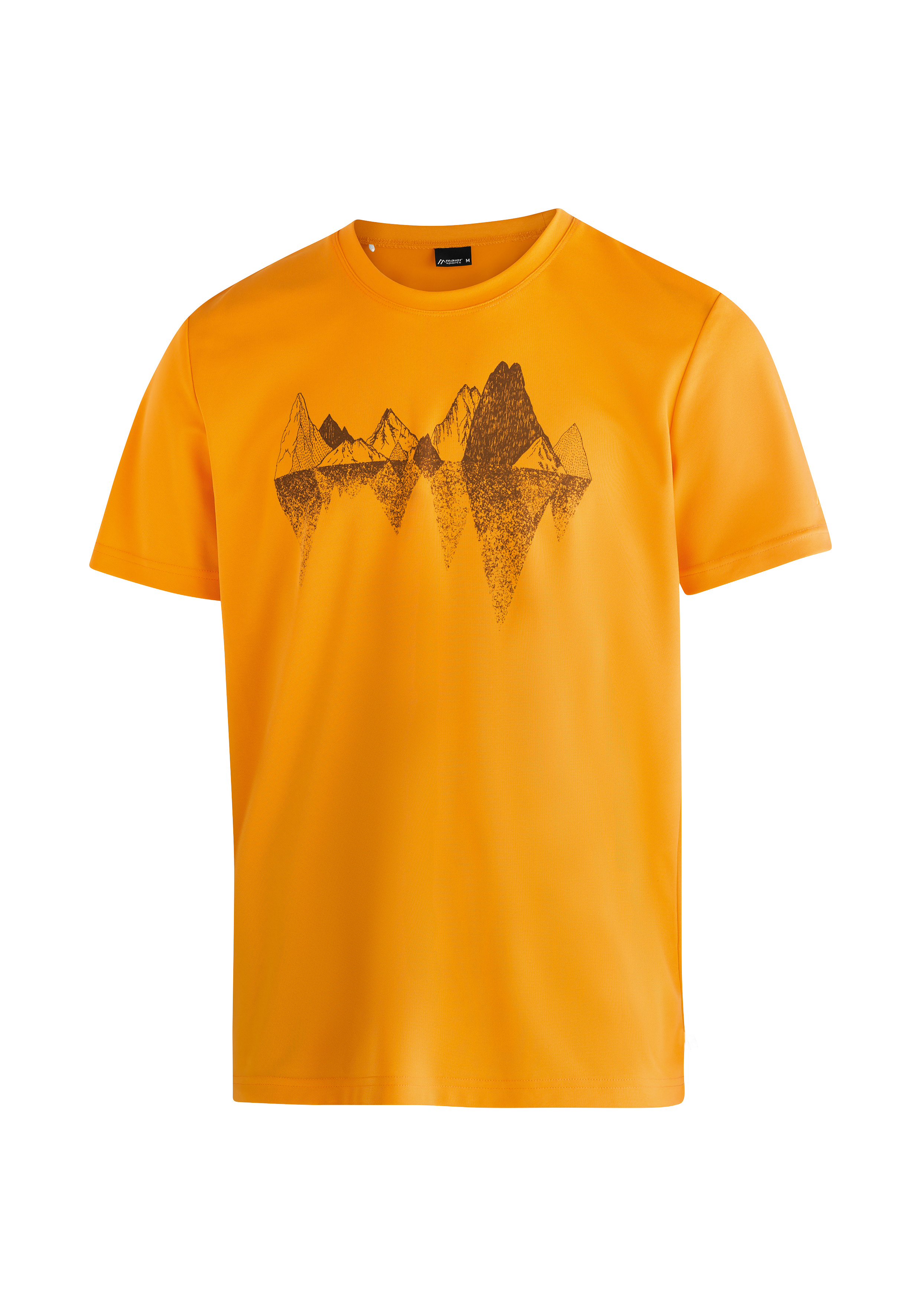 T-Shirt, Orange, Mountain print, Short sleeve, Crew neck