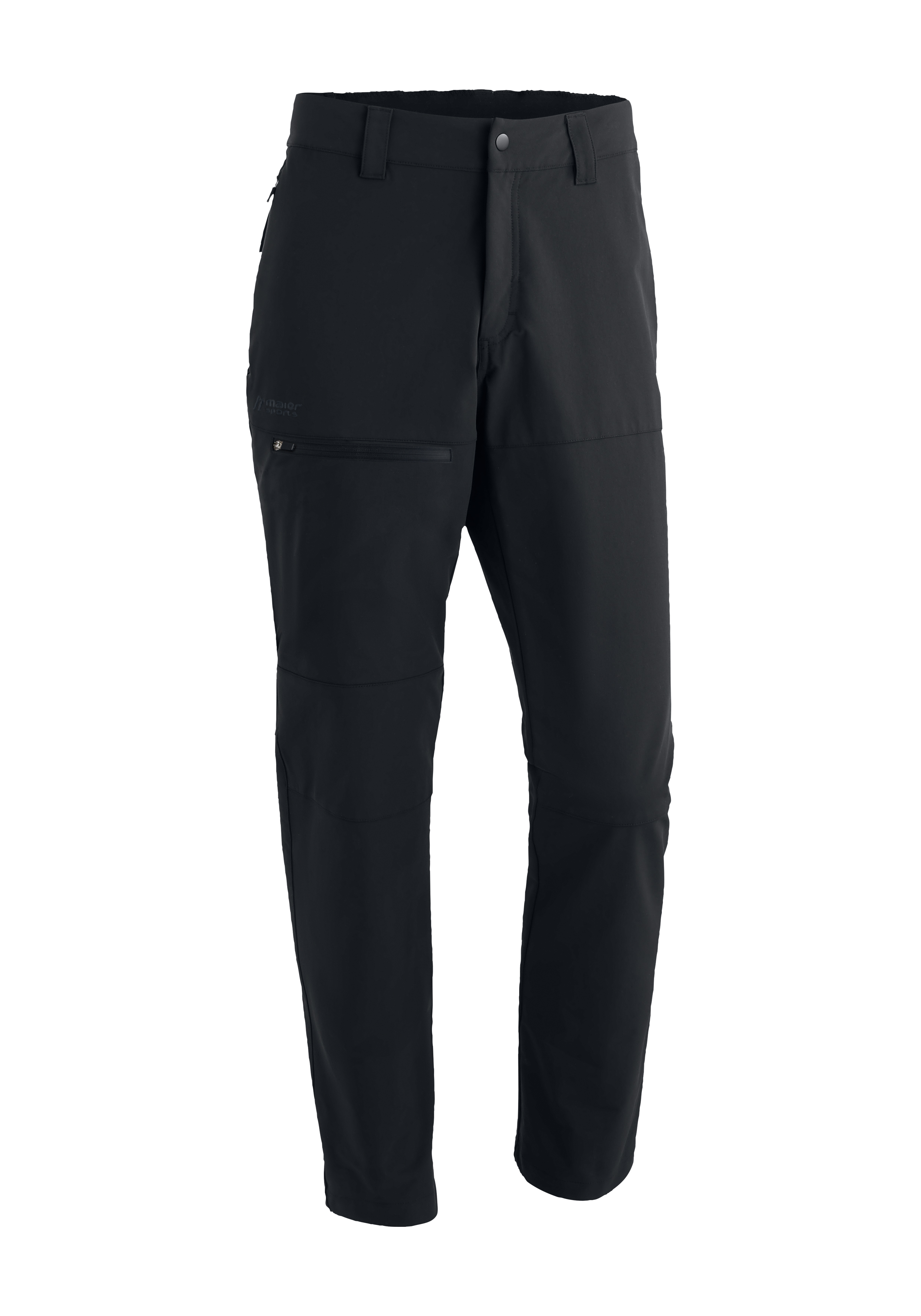 Hose, Schwarz, Reißverschluss Tasche, Stretchhose, Kniepatches