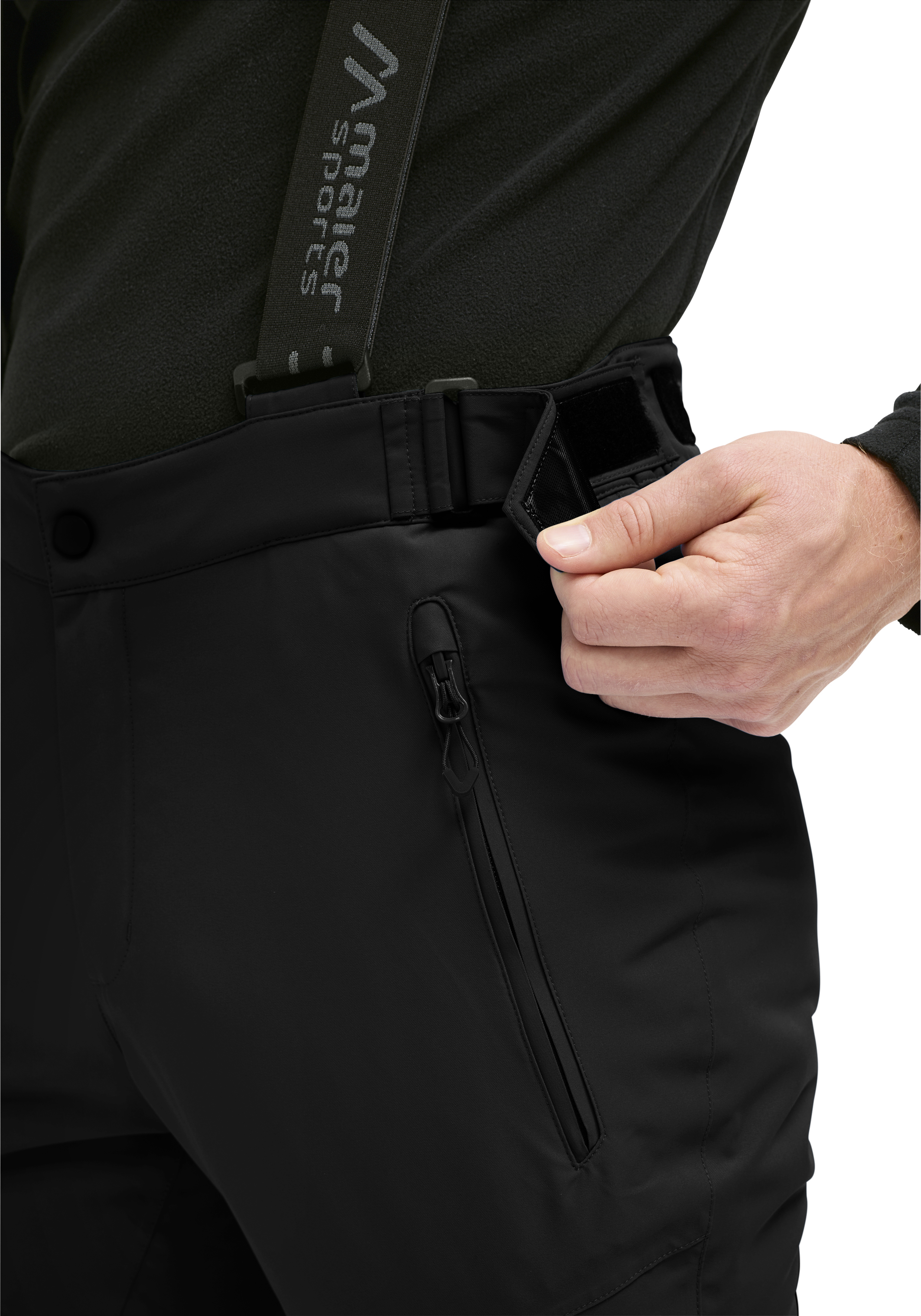 ski-pants, softshell, water-repellent, zipper-pocket, adjustable-buckle