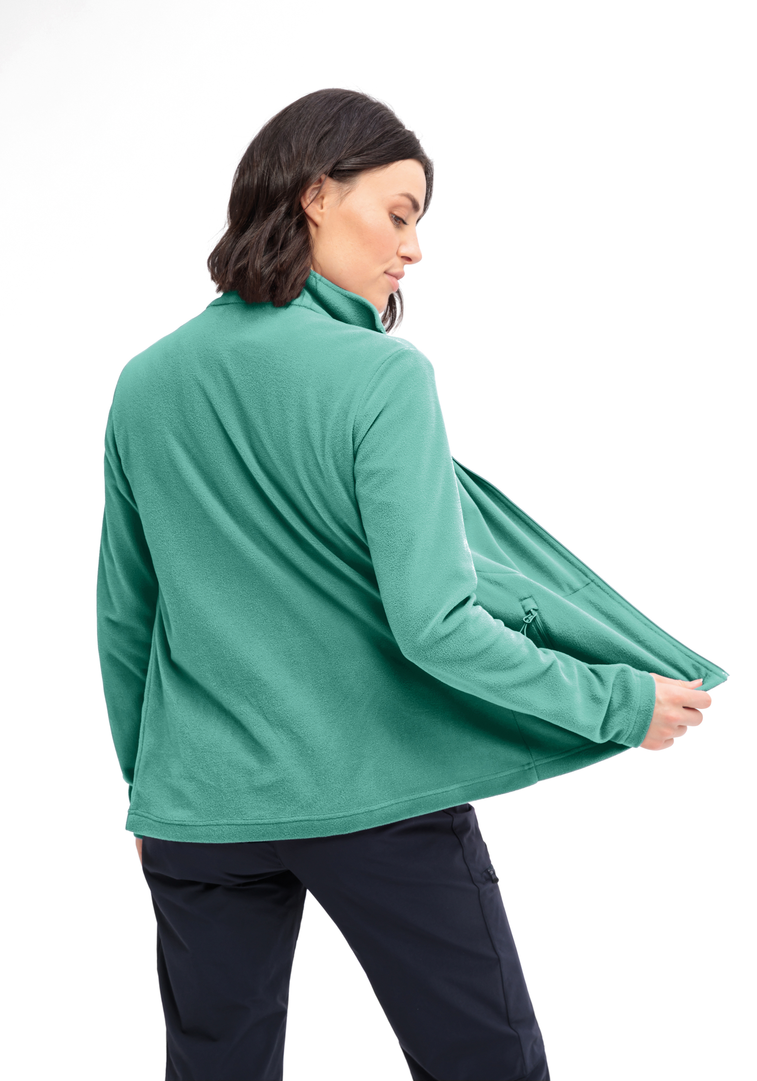 Fleece, Pullover, Grün, Langarm, Reißverschluss