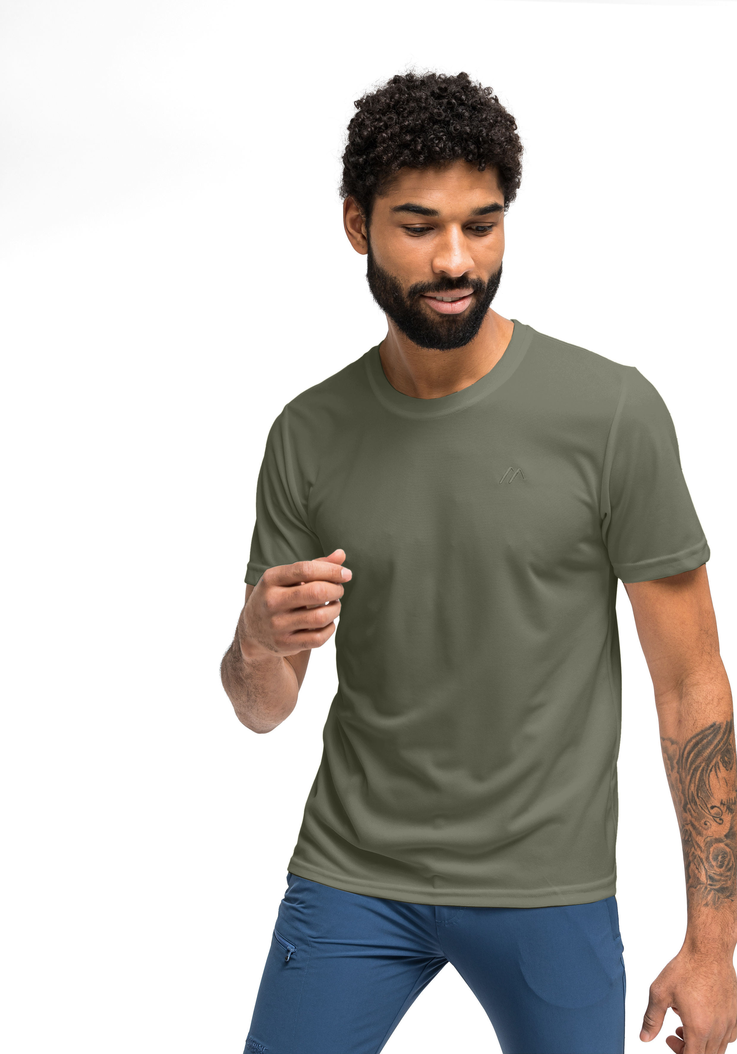 Walter t-shirt, Rundhals, Kurzarm, Olivgrün, uni, t-shirt, Knitwear, Rundhals, Olivgrün, Kurzarm, T-Shirt, Kurzärmelig, Olive, Plain, Kleidung