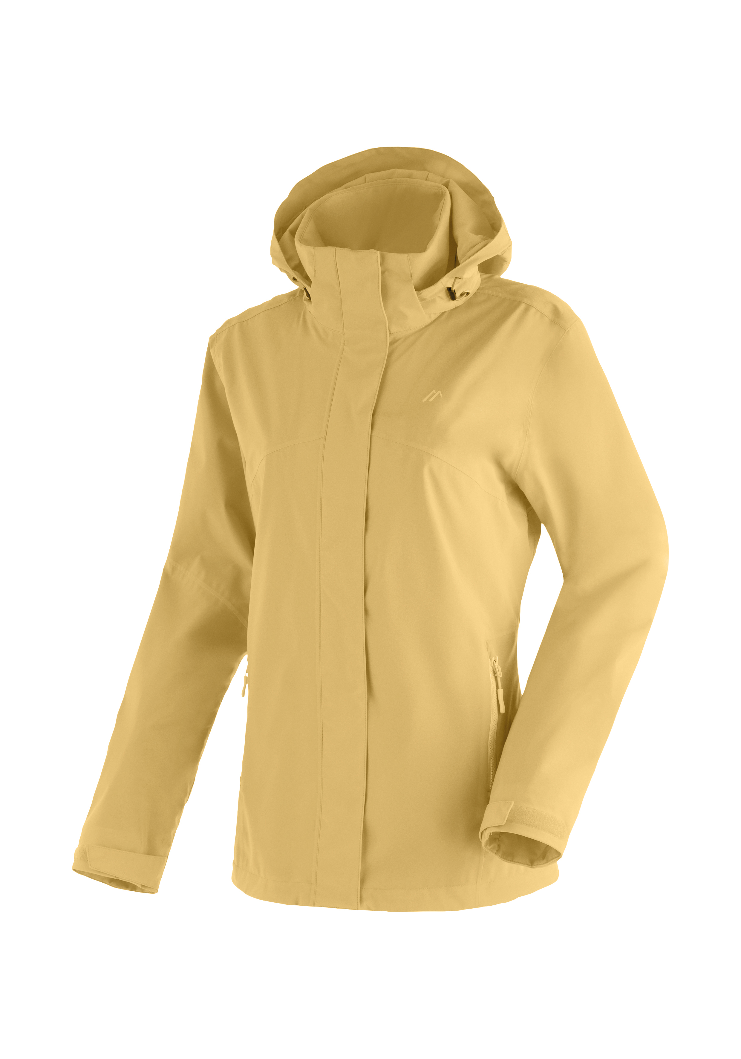 Regenjacke, Hardshell, Kapuze, Seitentaschen, Beige