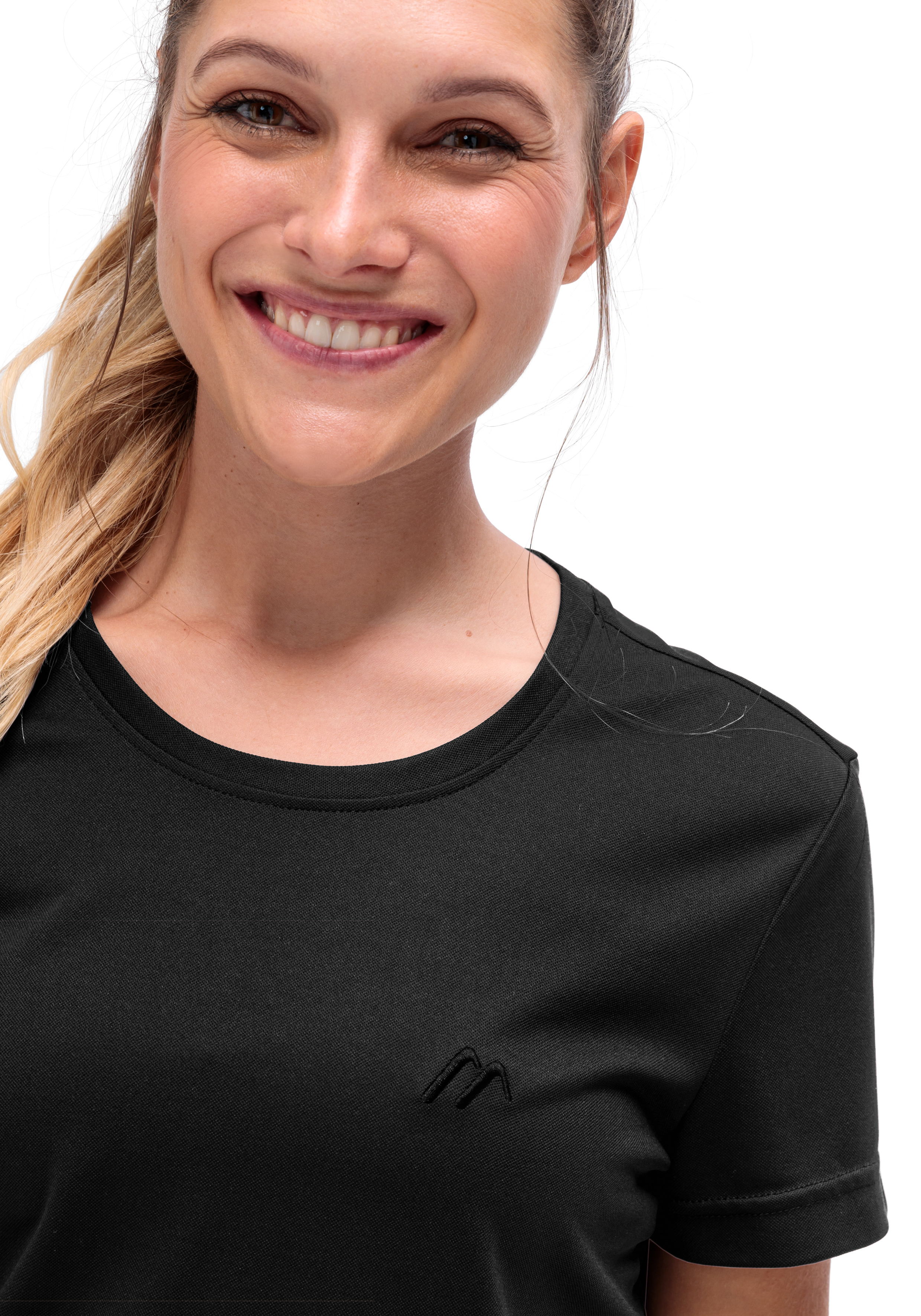 T-Shirt, Schwarz, Rundhals, Kurzarm, Glattes Material