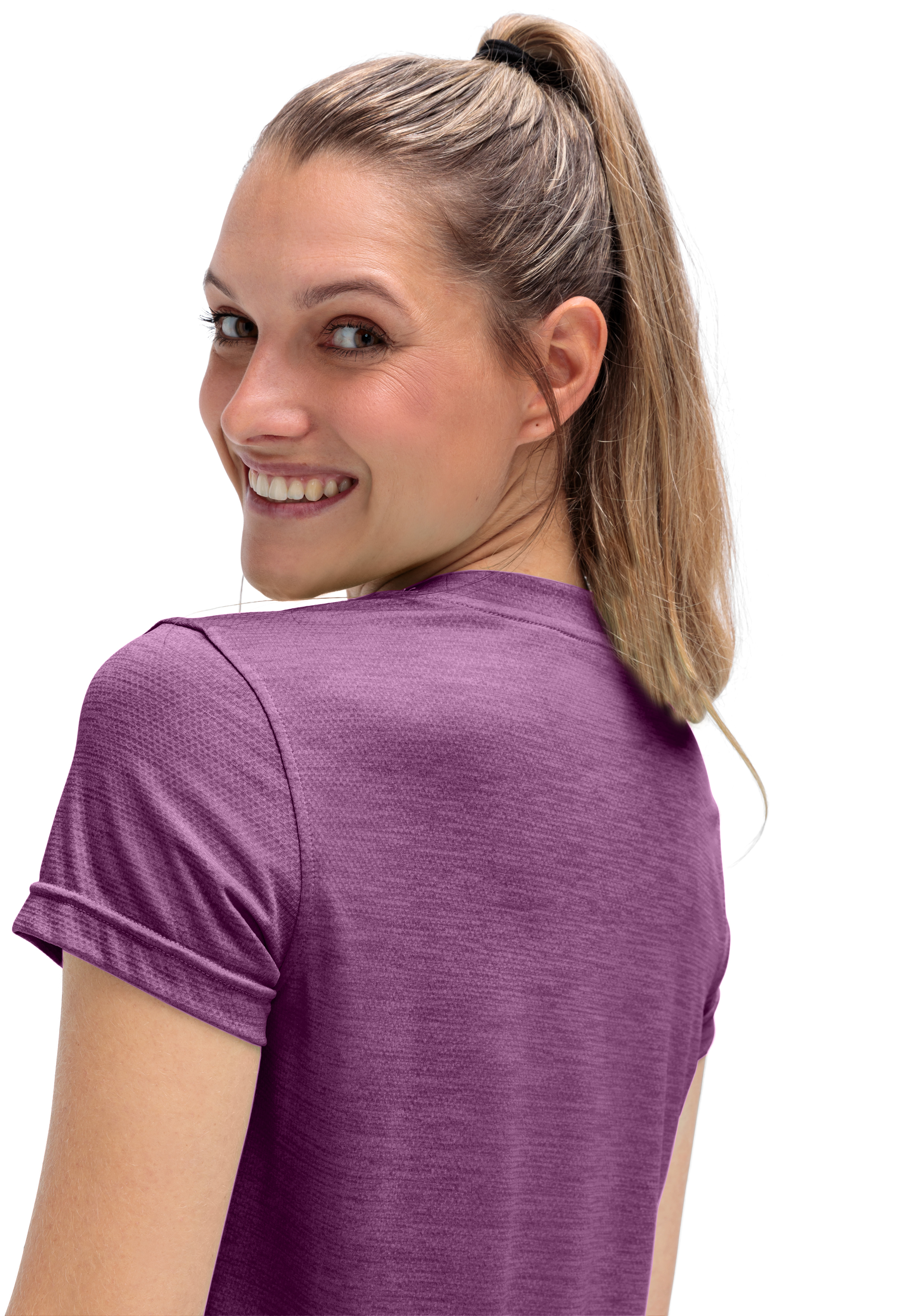 Tee-Shirt, Kurzarm, Lila, Körpernah, Rückenansicht