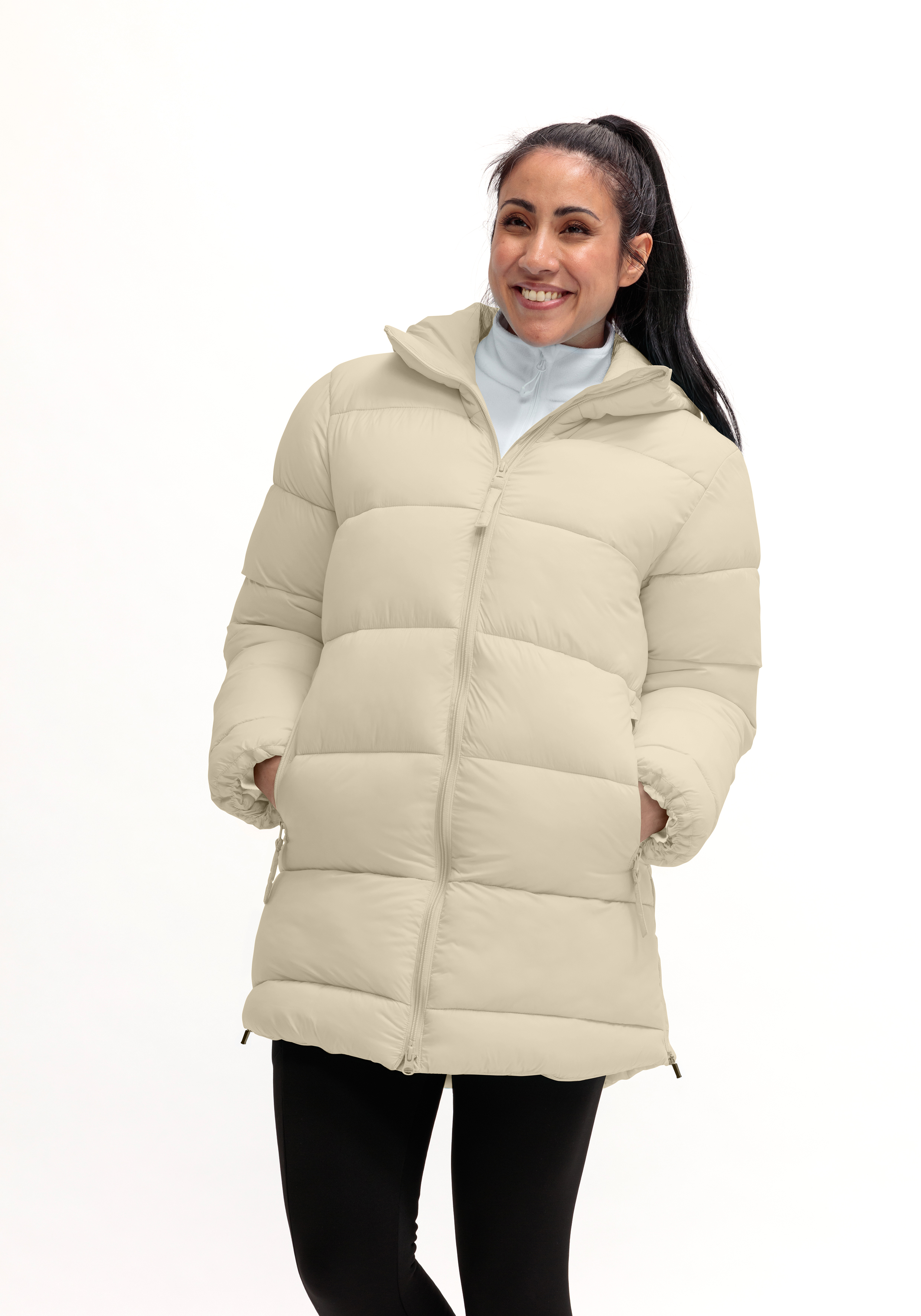 Mantel, Jacke, Erwachsener, Person, Frau, Mantel, Jacke, Erwachsener, Person, Frau, Daunenjacke, Beige, Steppjacke, Reißverschluss, Unten Bündchen