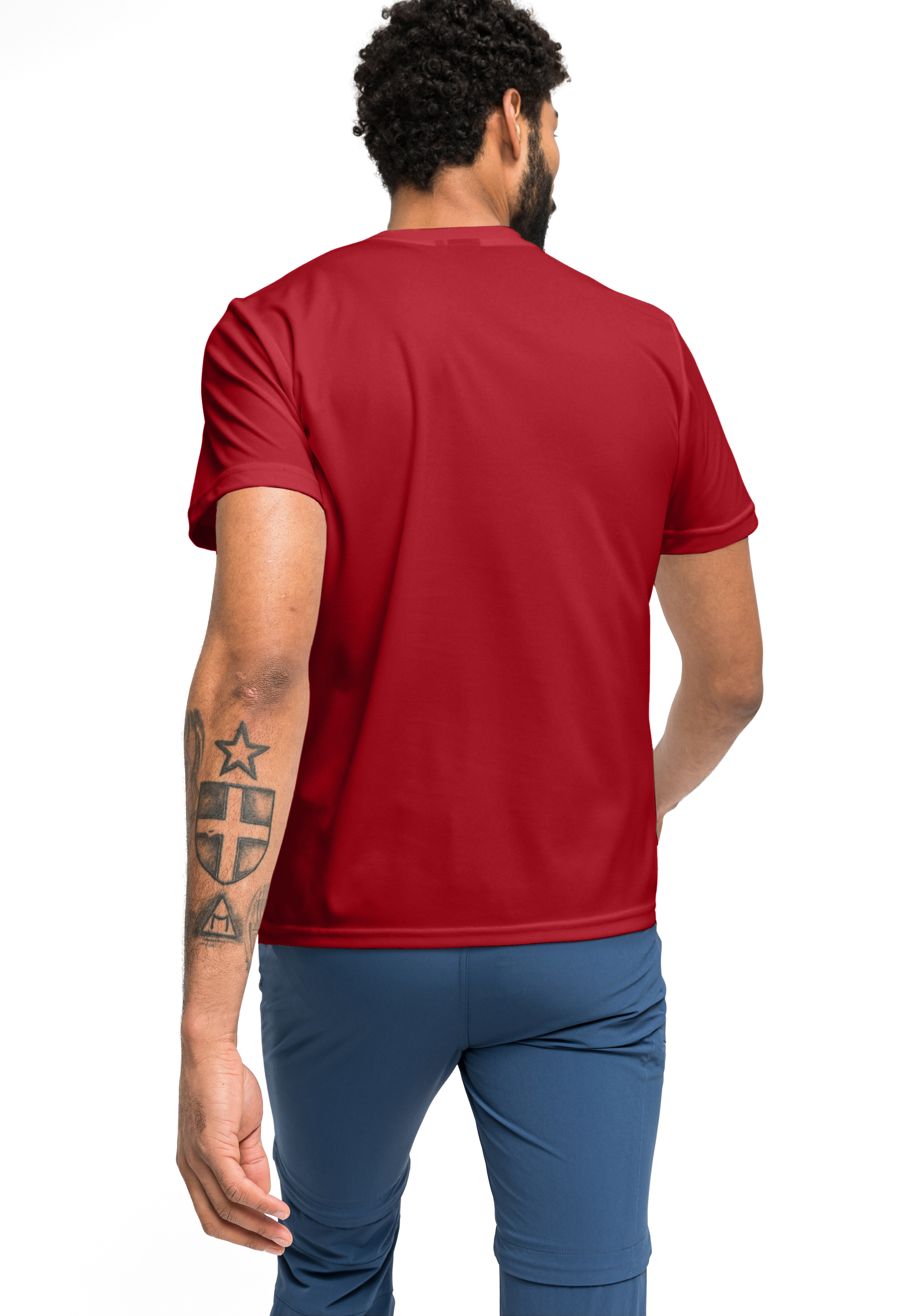 T-Shirt, Kurze Ärmel, Rote Farbe, Herrenmode, Casual, T-Shirt, Rotes Oberteil, Kurzarml, Rundhals, Unifarben, T-Shirt, Rotes Shirt, Kurzarm, Plain, Rückseite