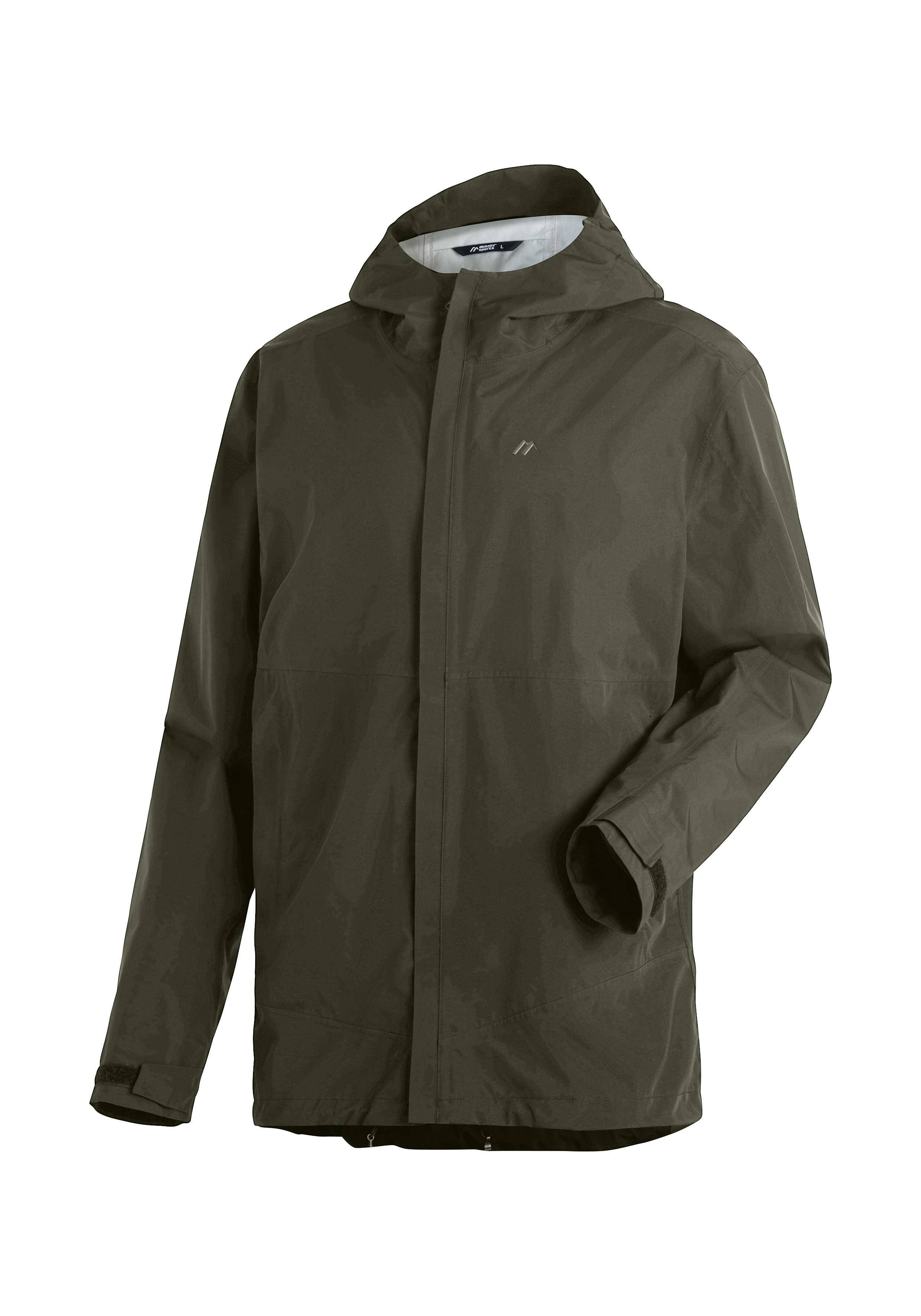 Hooded jacket, Zip front, Olive green, Lightweight, Water-resistant