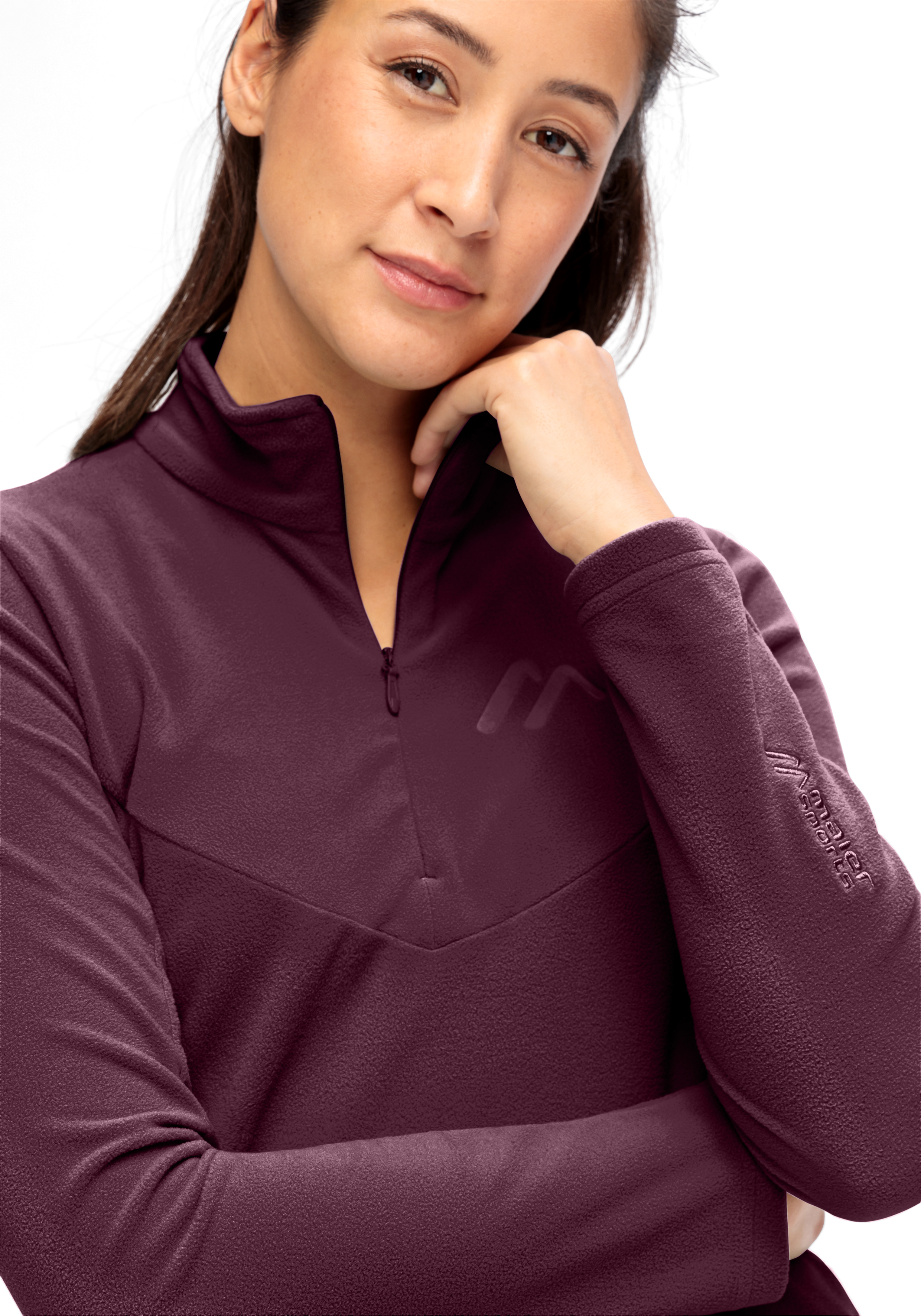 Langarm, Pullover, Erwachsener, Person, Frau, Pullover, Fleece, Lila, Langarm, Halbzipper