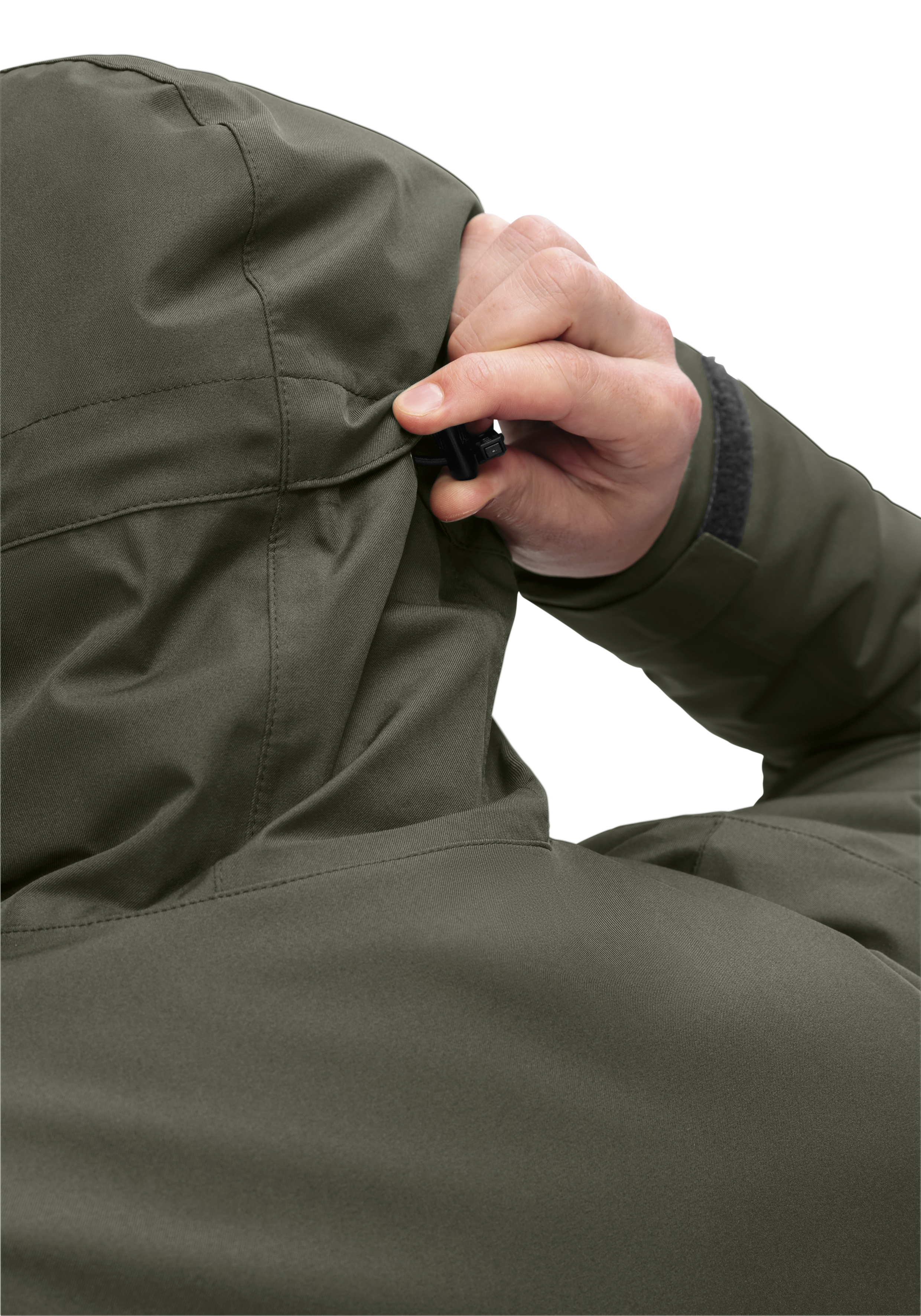 Reissverschluss, Kapuze, Jacke, Olive, Haptik