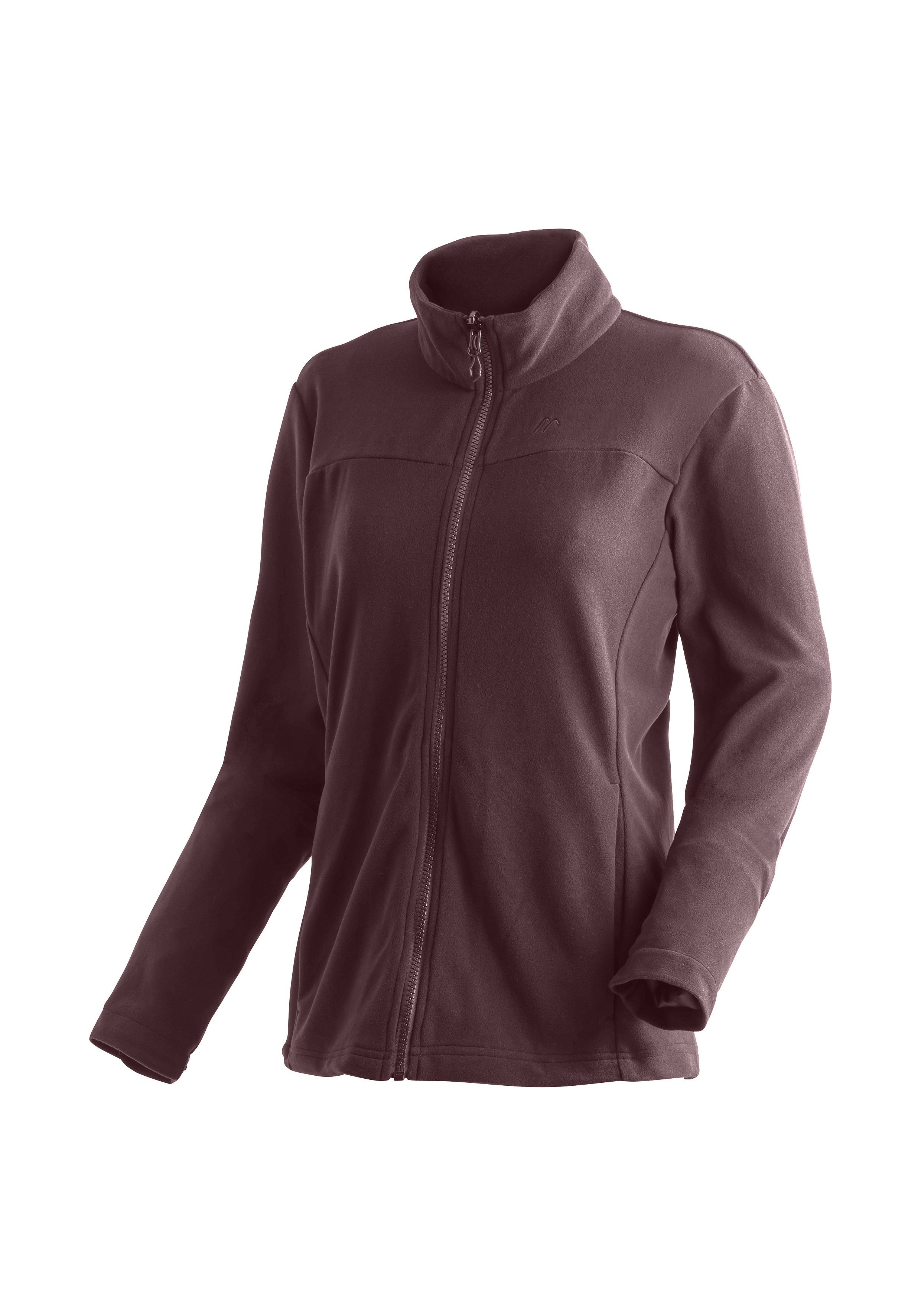 Fleecejacke, Vollreissverschluss, Halskragen, Langarm, Marsala