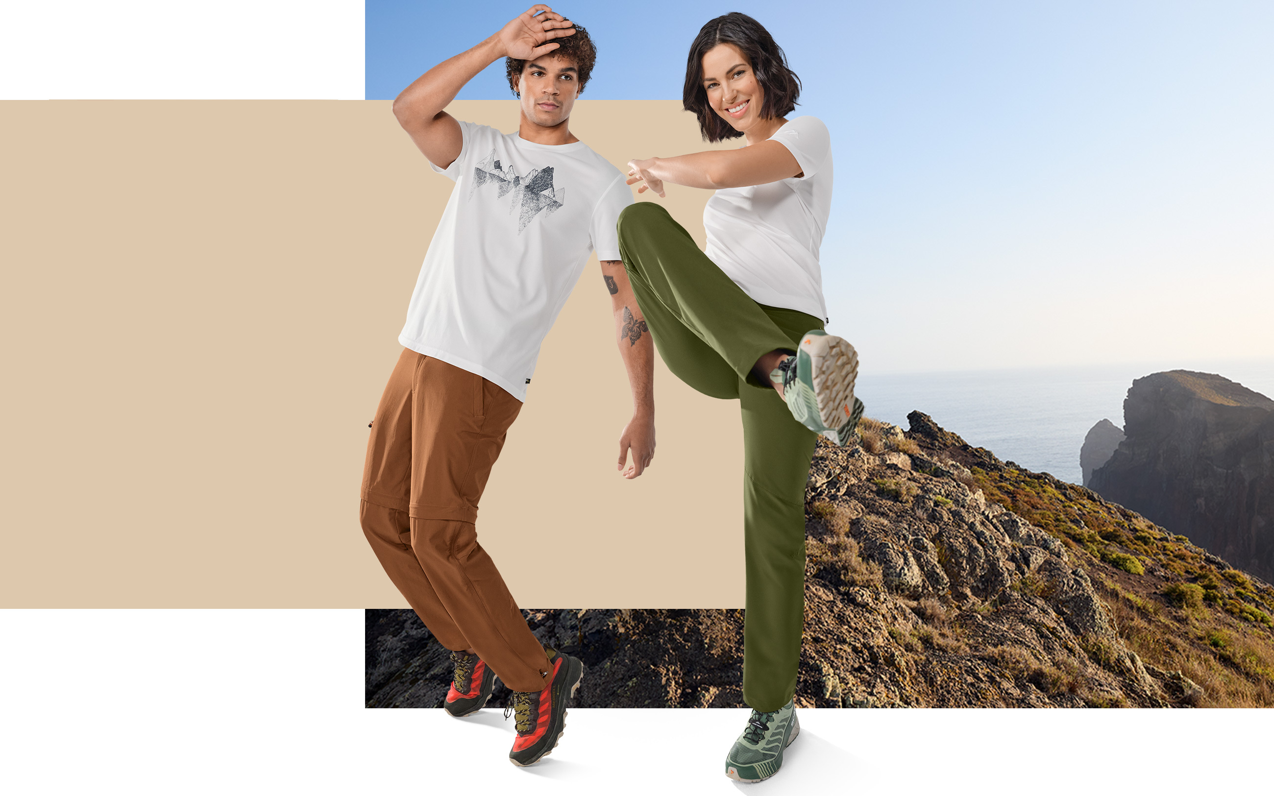 mas230232_ausarbeitung_kampagne_fs24_immer_einen_schritt-voraus_webseiten_header_key_visuals_lay02_01 Hosen, Schuh, T-shirt, Person, Frau