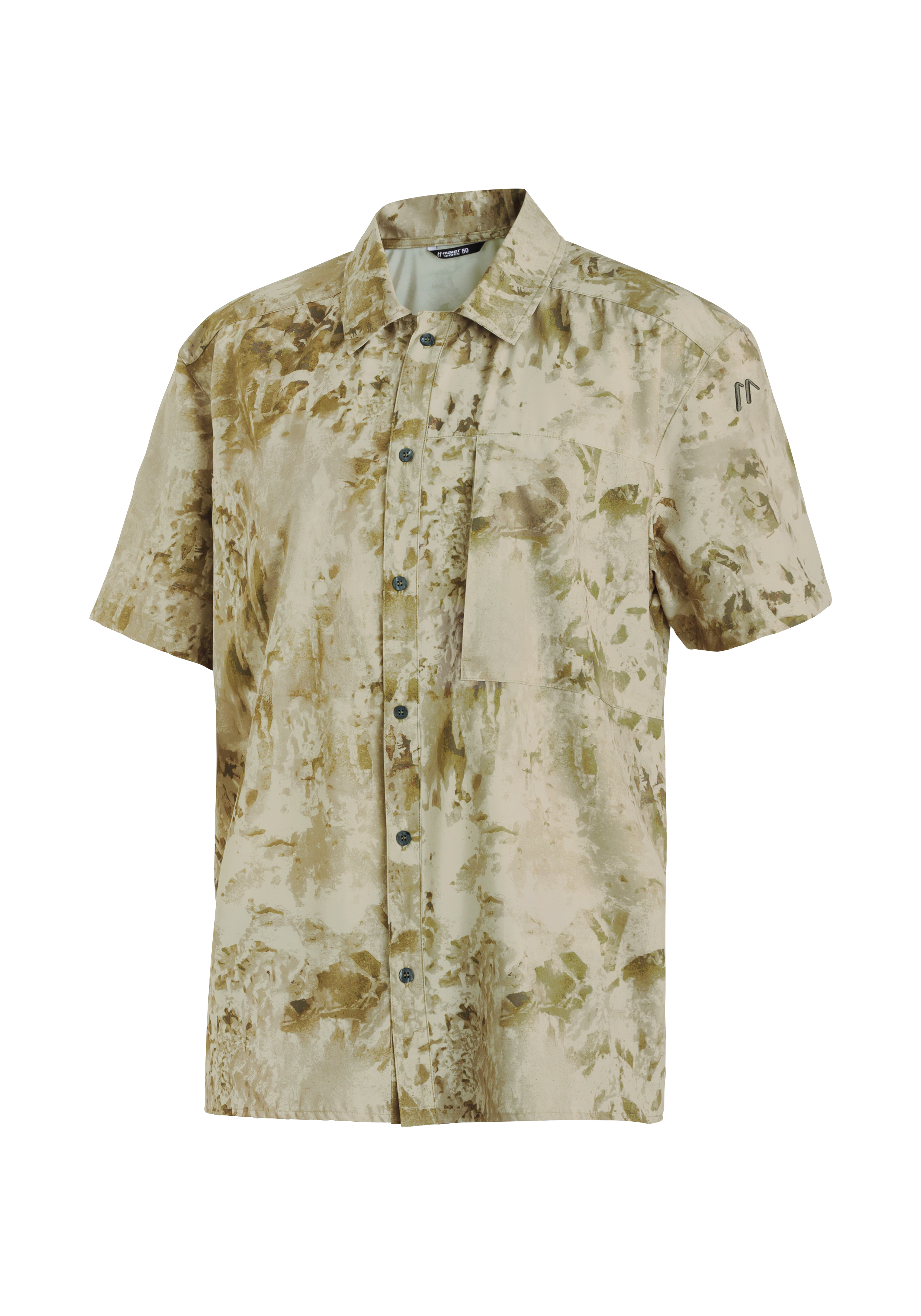 Hemd, Kurzarm, Klecks-Muster, Beige, Brusttasche
