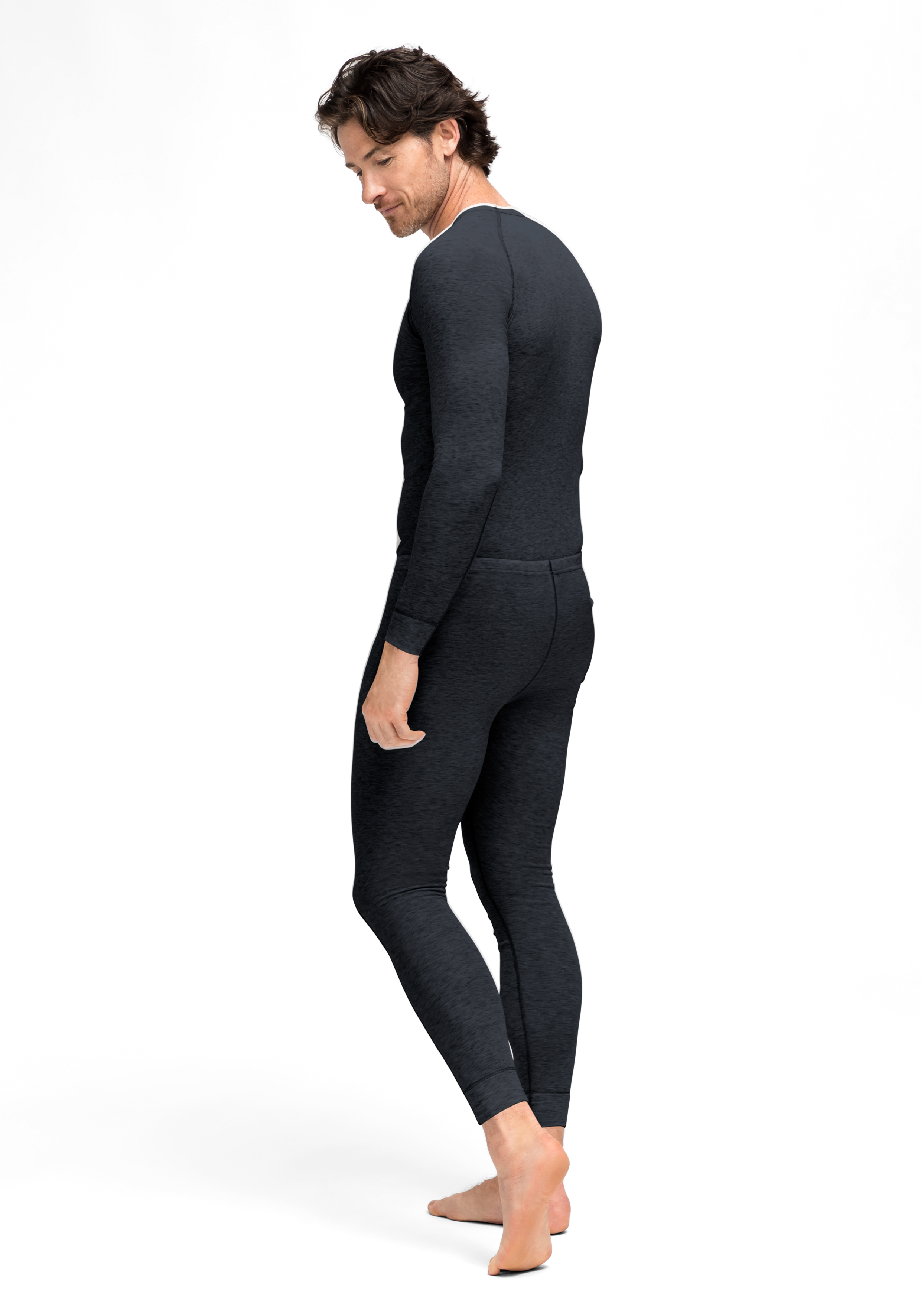 Adrian Langarm, Ärmel, Person, Hosen, Anzug, Langarm, Person, Hosen, Anzug, Mantel, Hose, Leggings, Grau, Körpernah, Kniebereich, Unterwäsche, Lange Unterhose, Wechsellangarmshirt, Herrenunterwäsche, Dunkelgrau