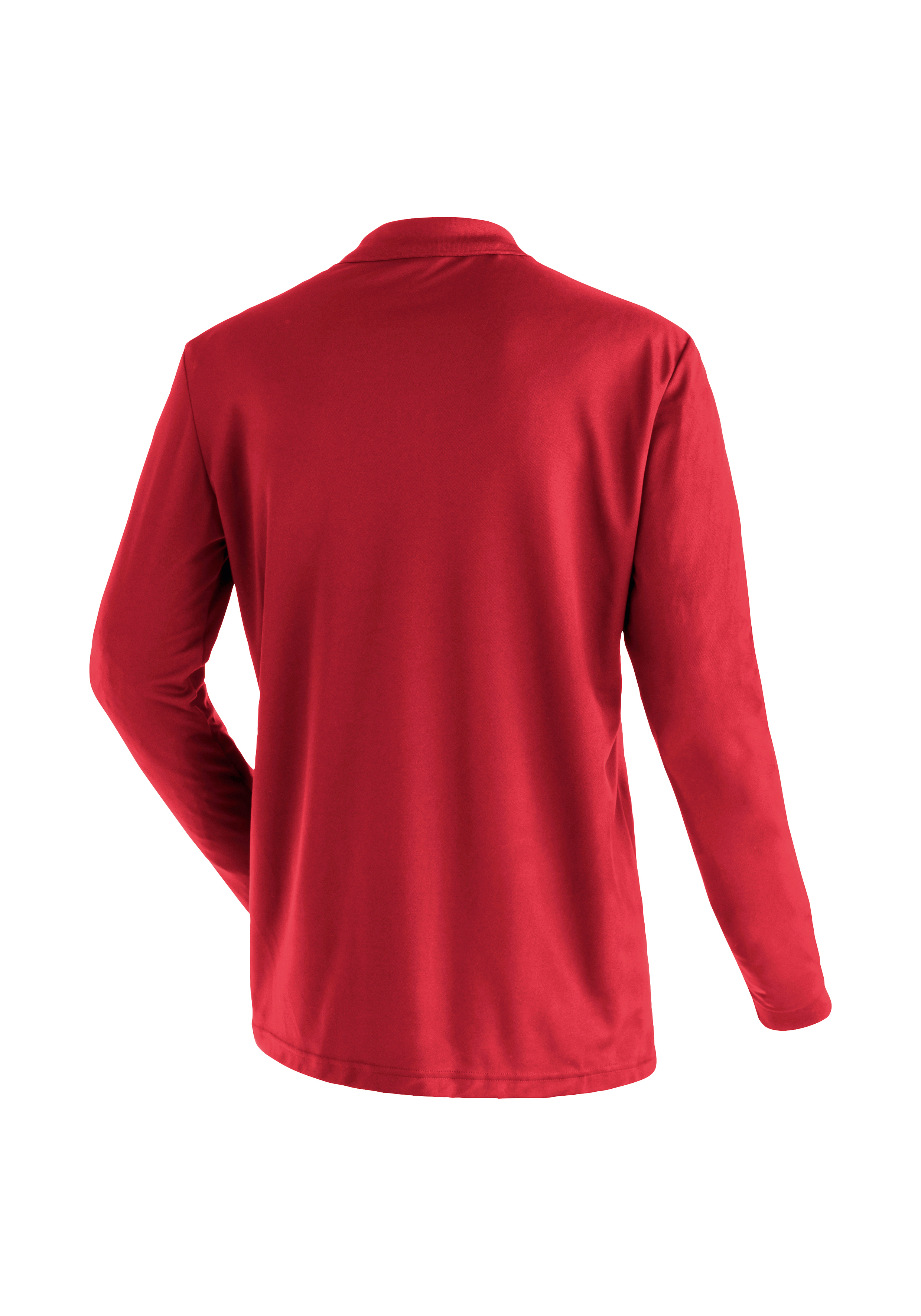 Ulrich L/S Roter Pullover, Langarmshirt, Kunstfaser, Unifarben, Halsausschnitt-Polokragen?