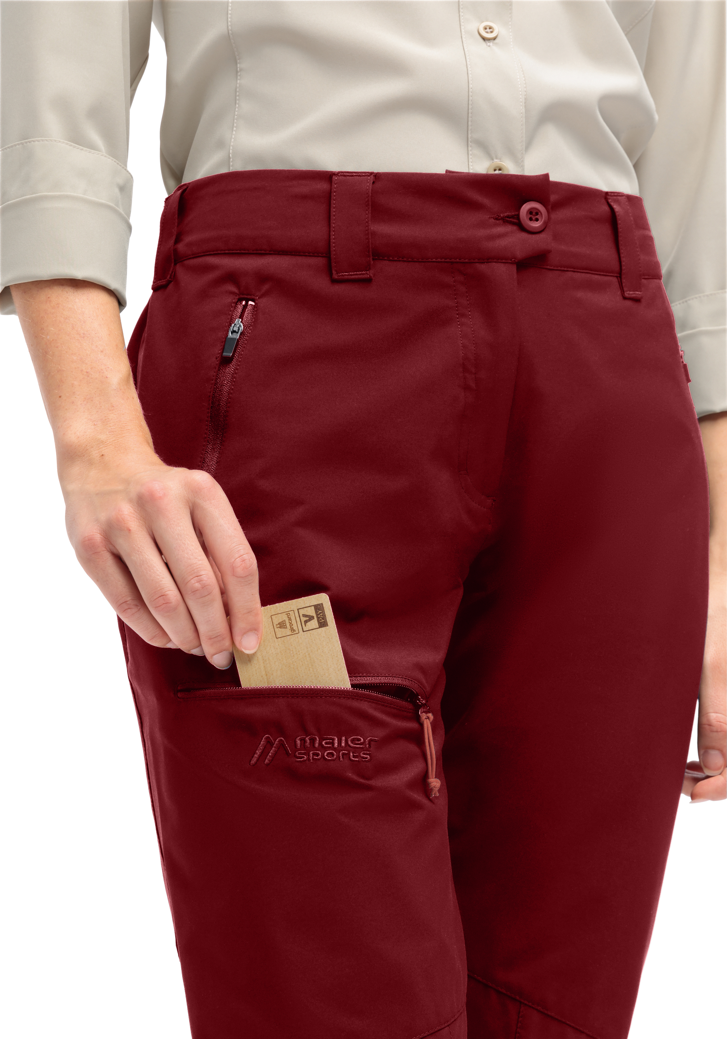 Lulaka Loop Hose, Sporthose, Reißverschluss, Seitentasche, Burgunderrot