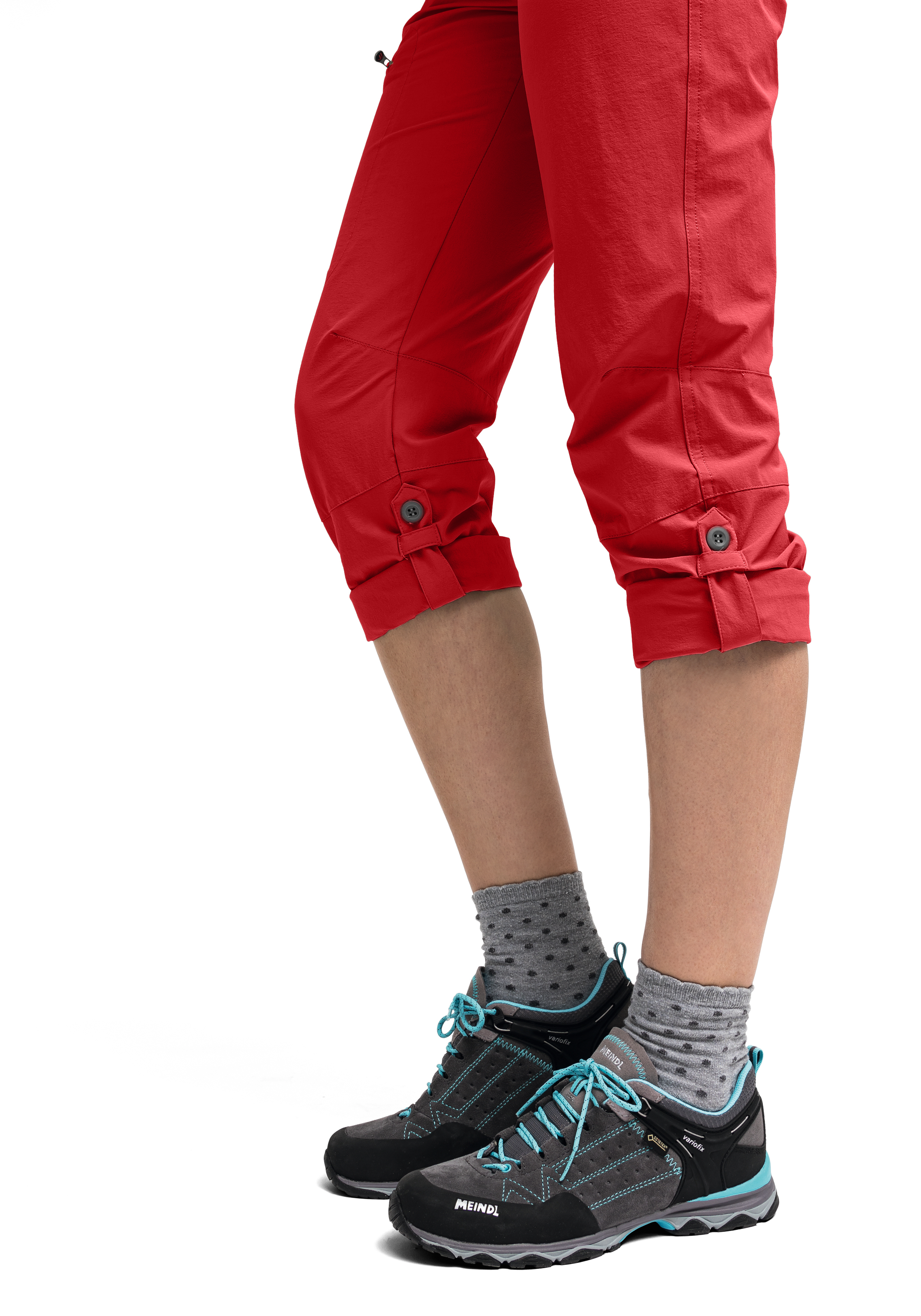 rote hose, knie-länge, cargo pants, sporthose, knopfbandagen