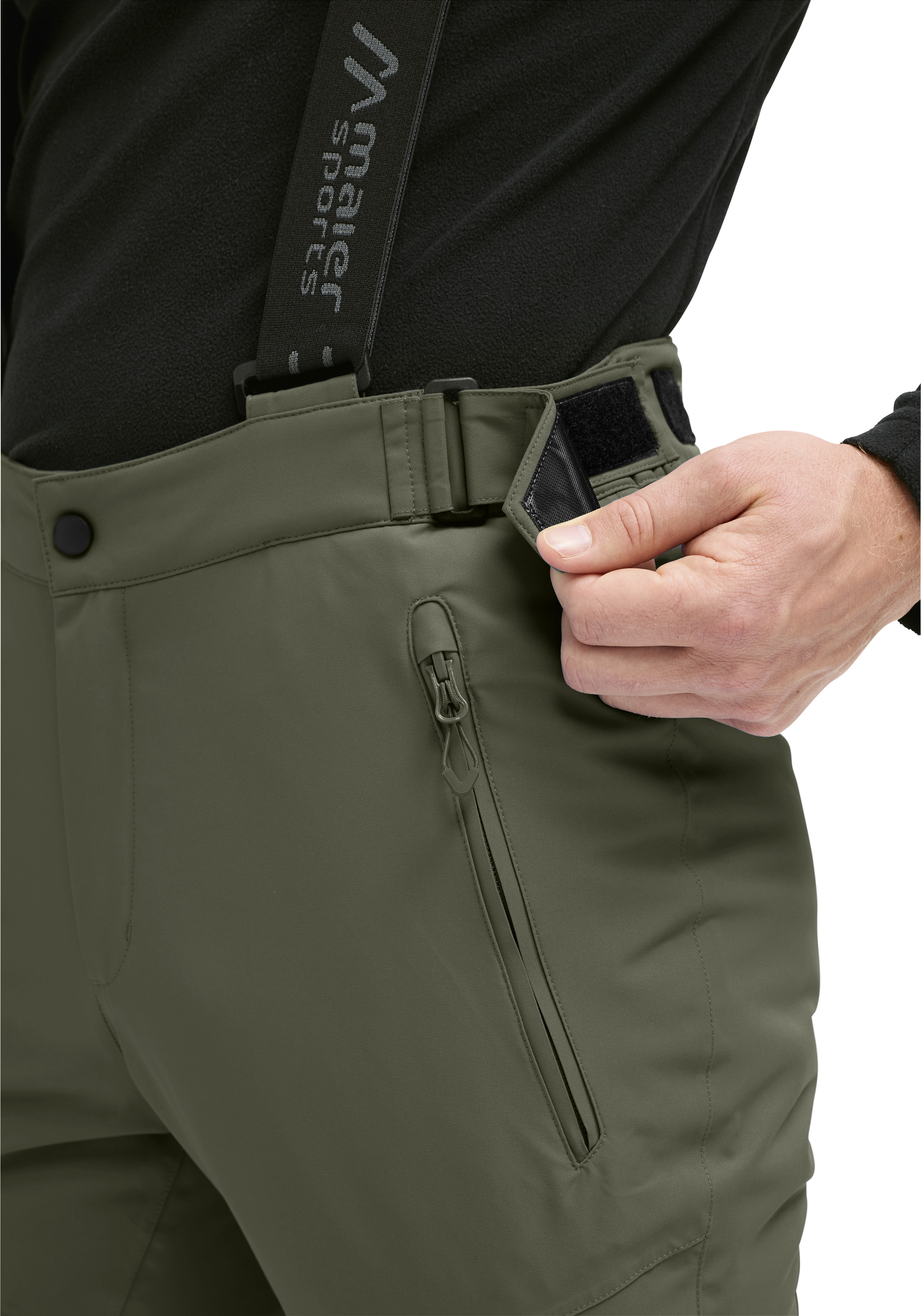 Hose, Outdoor, Reißverschluss, Gürtel, Olive